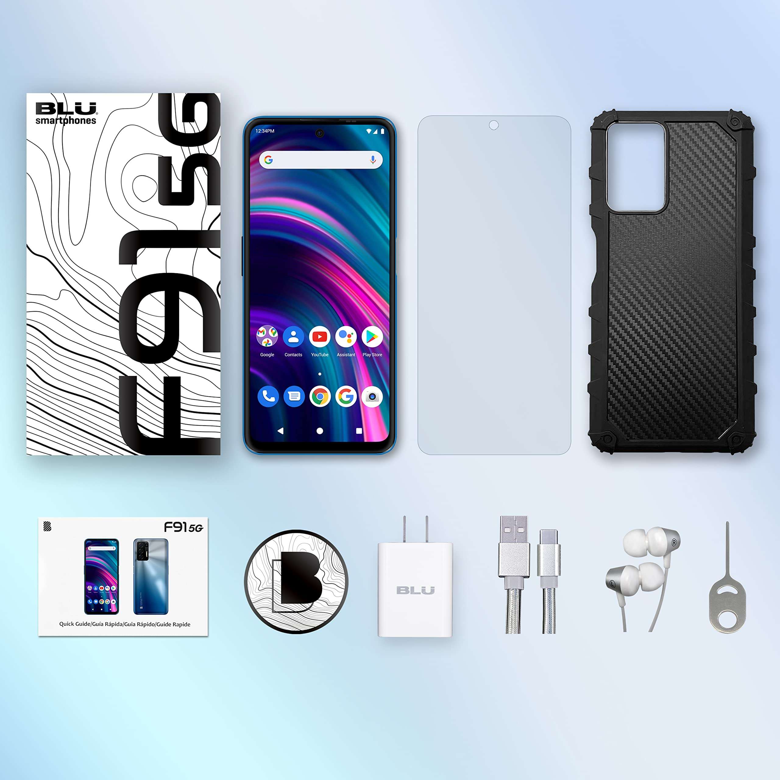 BLU F91 5G | 2022 | 3-Day Battery | Unlocked | 6.8” Full HD+ Display | 128/8GB | 48MP Quad Camera | NFC Capable | US Version | US Warranty | Sky Blue 6