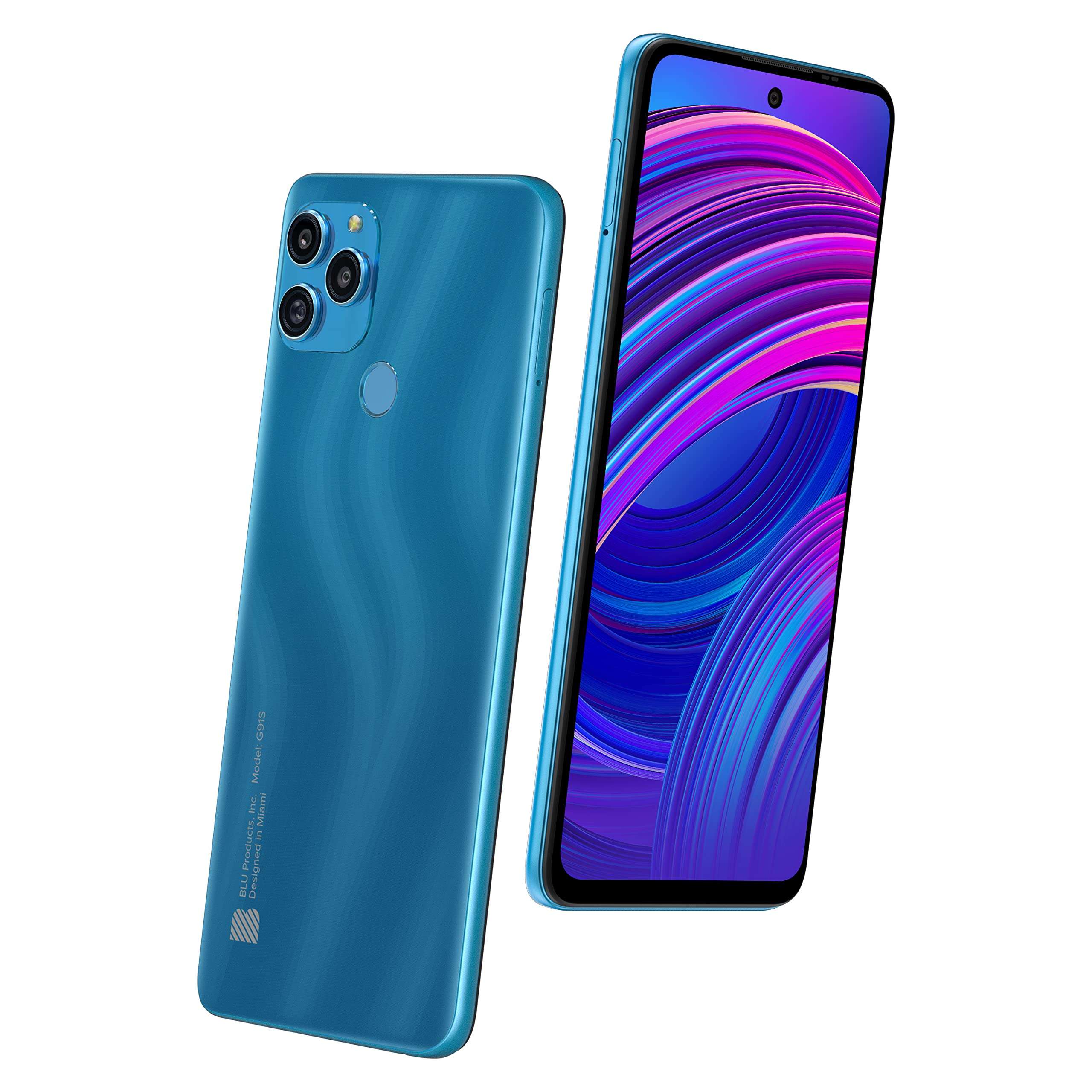 BLU G91S | 4-Day Battery | Unlocked | 6.8” Full HD+ Display | 128GB | 48MP Triple Camera | US Version | US Warranty | Cyan 3