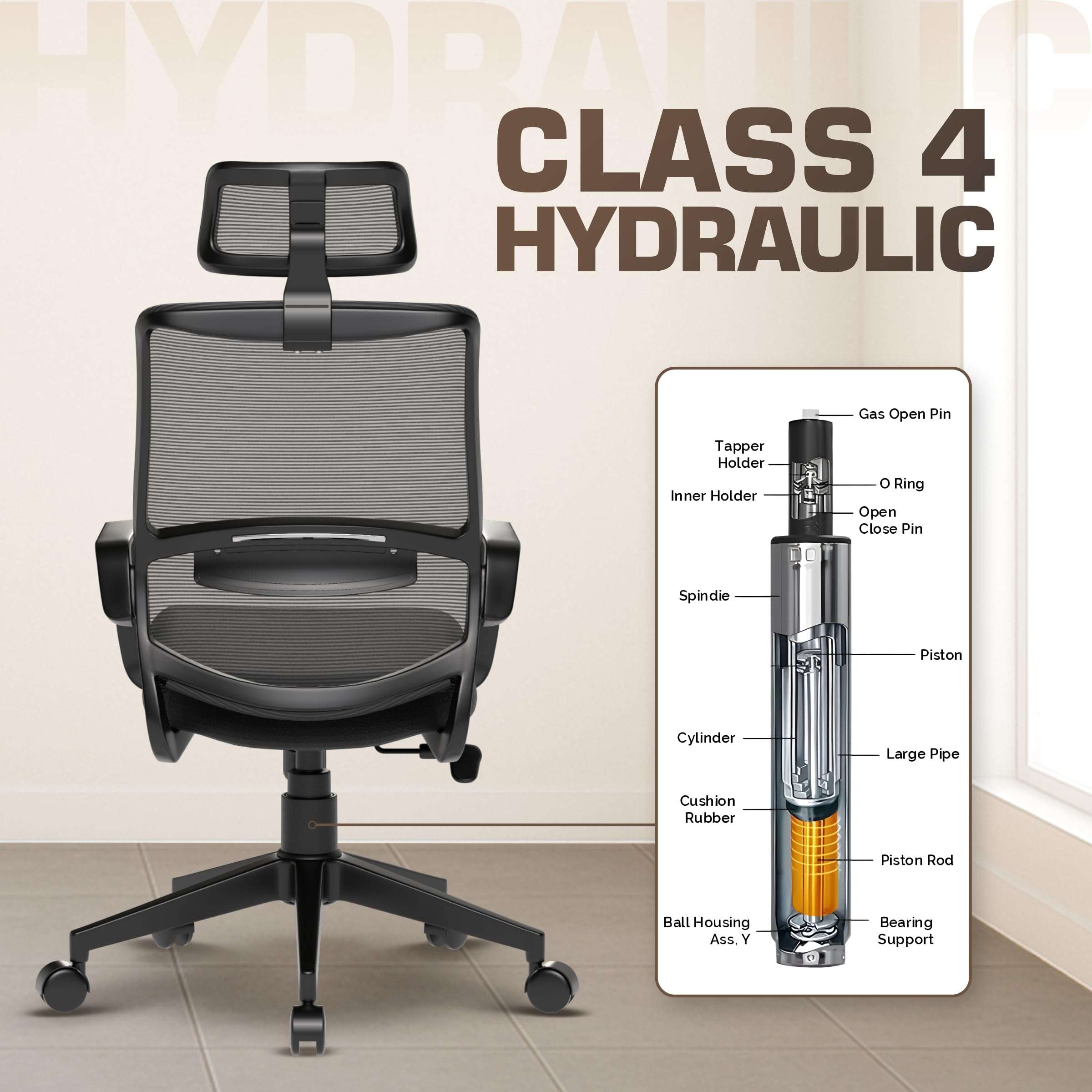 Da URBAN® Dysen Office Chair, High Back Mesh Ergonomic Home Office Desk Chair with 1 Year Warranty,Tilt Lock Mechanism (Black) 5