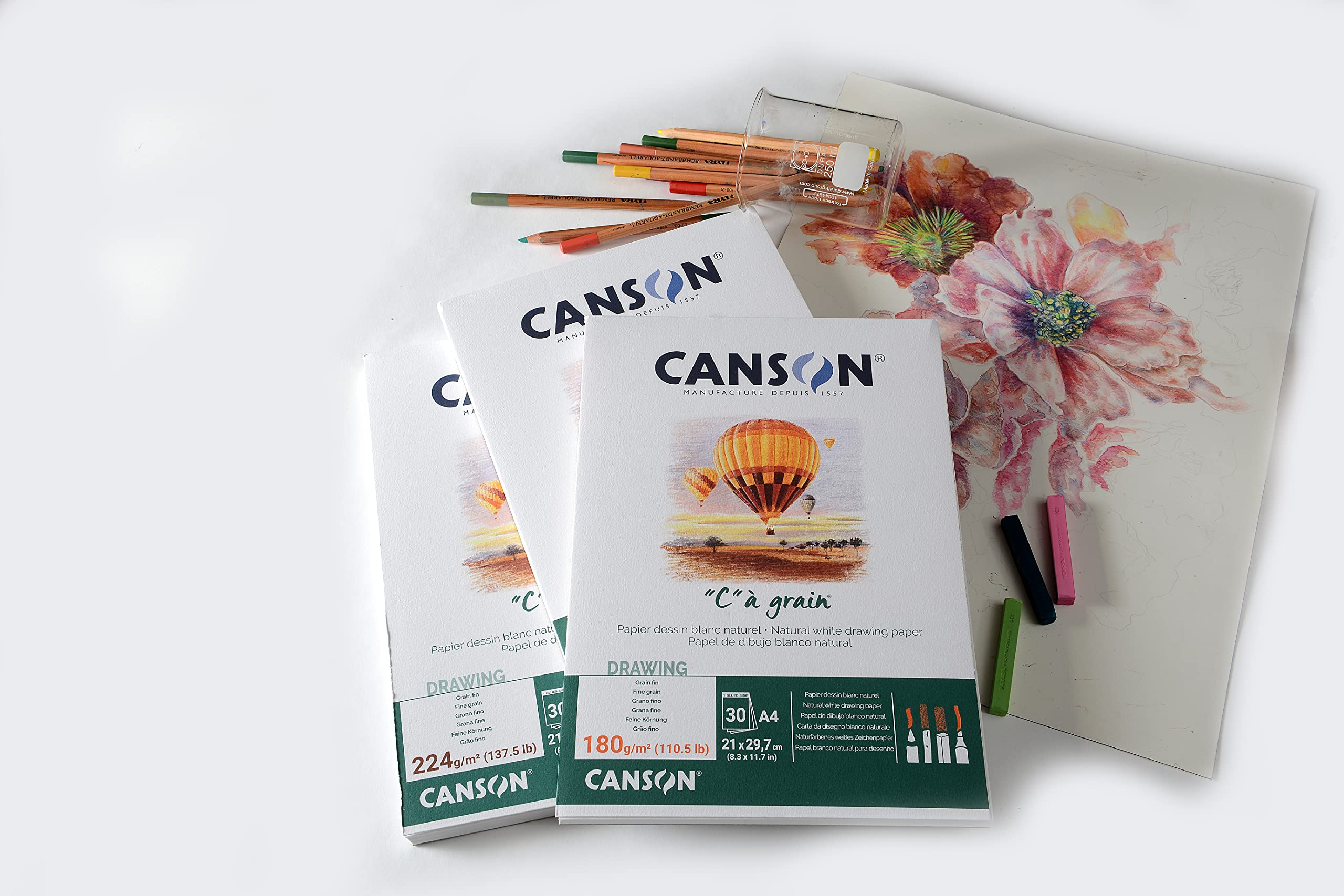 Canson C a Grain 224gsm Heavyweight Drawing Paper, fine Grain Texture, A5 pad Including 30 Sheets 4