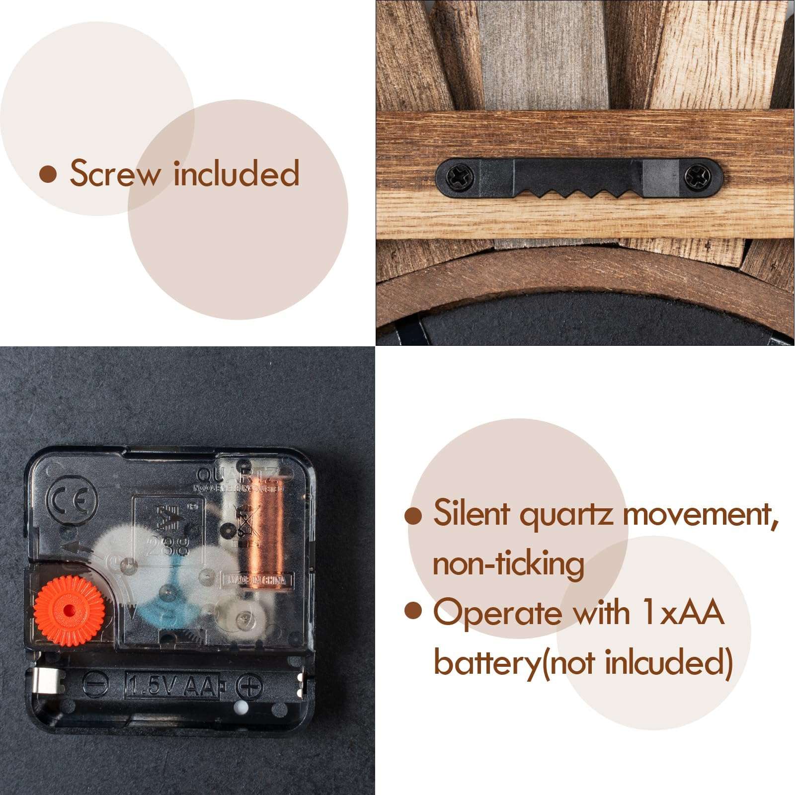 Honiway Large Boho Mirror and Wall Clock trilcolor 6