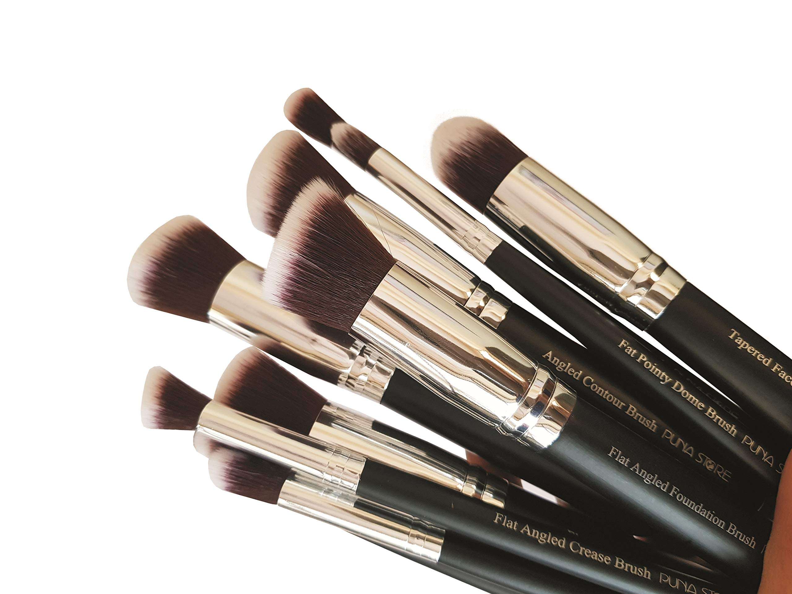Puna Store 10 Piece Makeup Brush Set, PS-574, Black/Silver 4