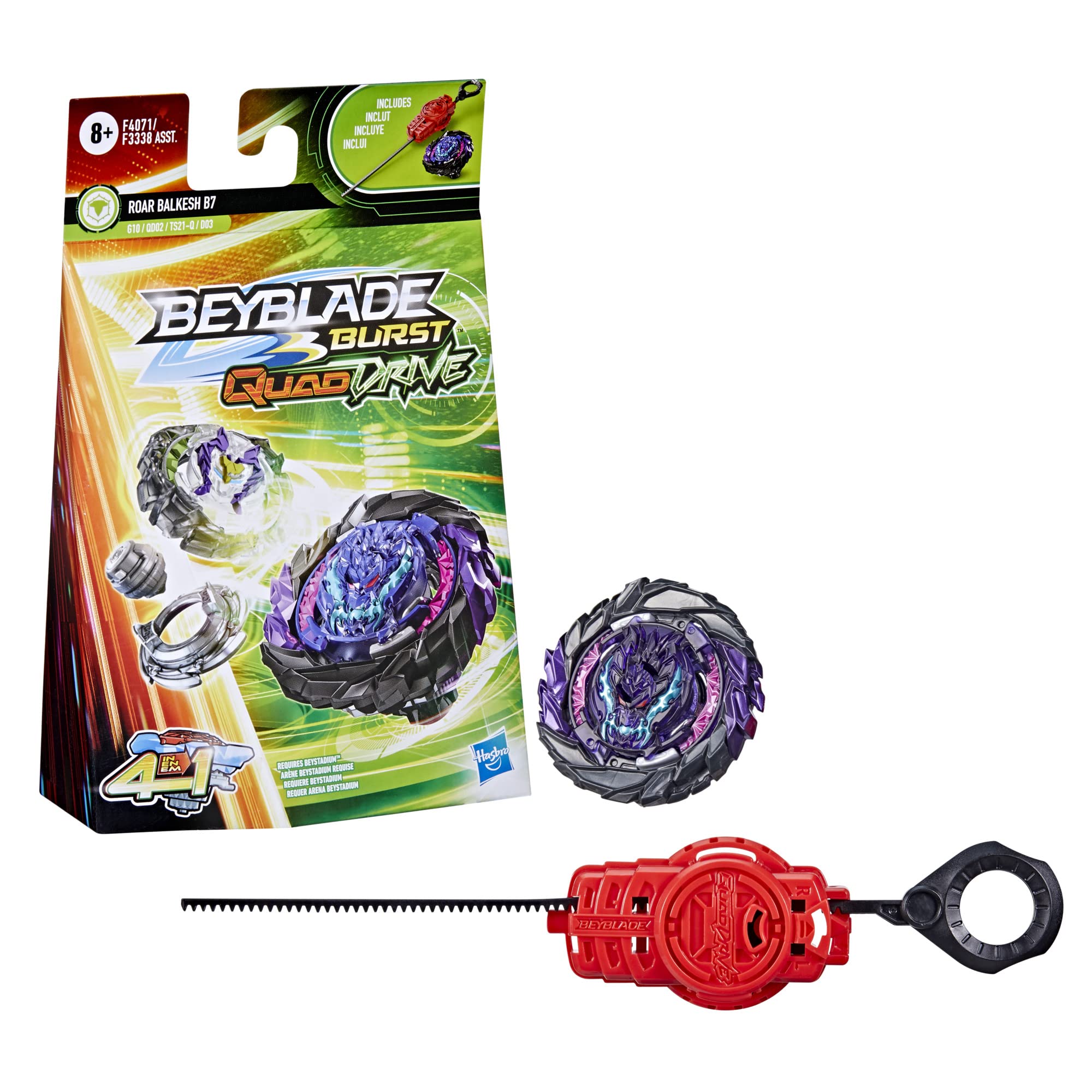 BEYBLADE Burst QuadDrive Roar Balkesh B7 Spinning Top Starter Pack - Defense/Stamina Type Battling Game with Launcher, Toy for Kids 1
