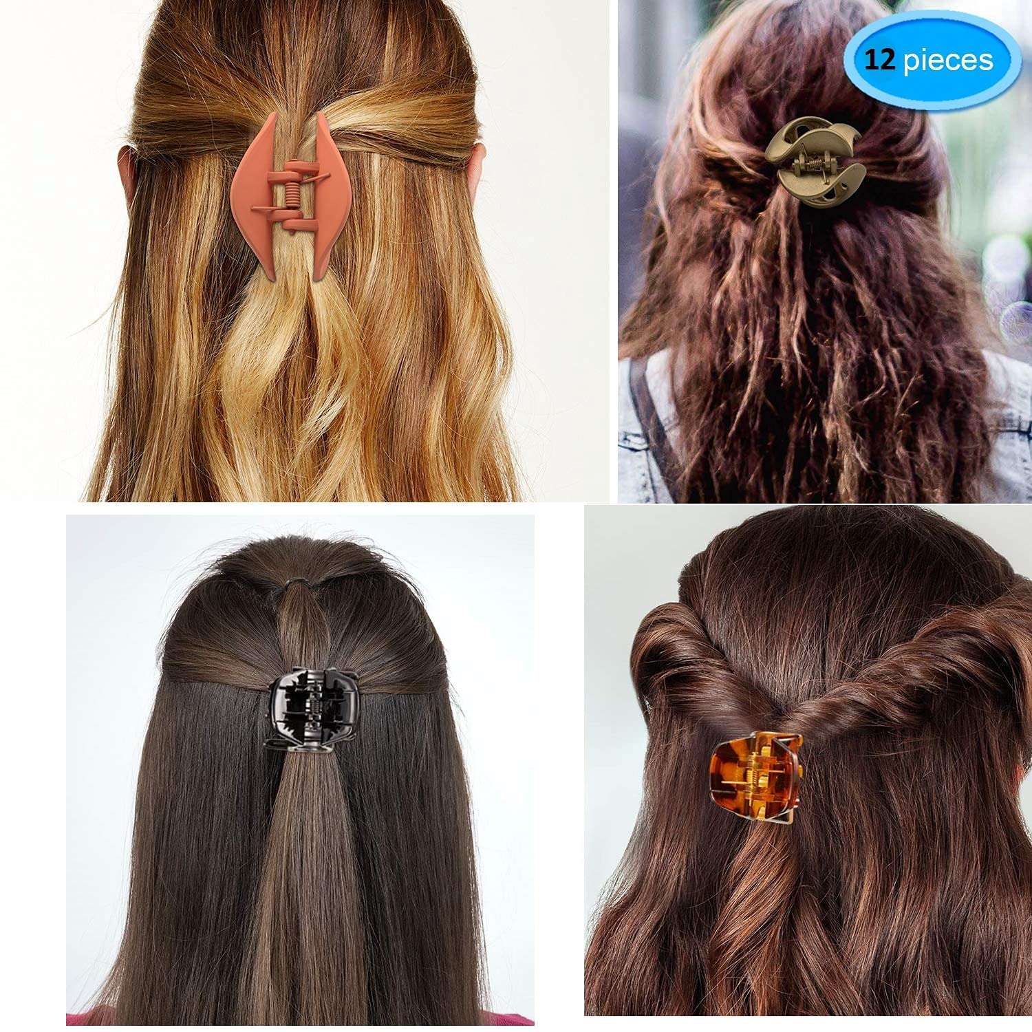 imioxo Medium size Hair Claw/clip/hair clutcher combo of 12 pices for Women and girls (CM_8) (Style_3) 3