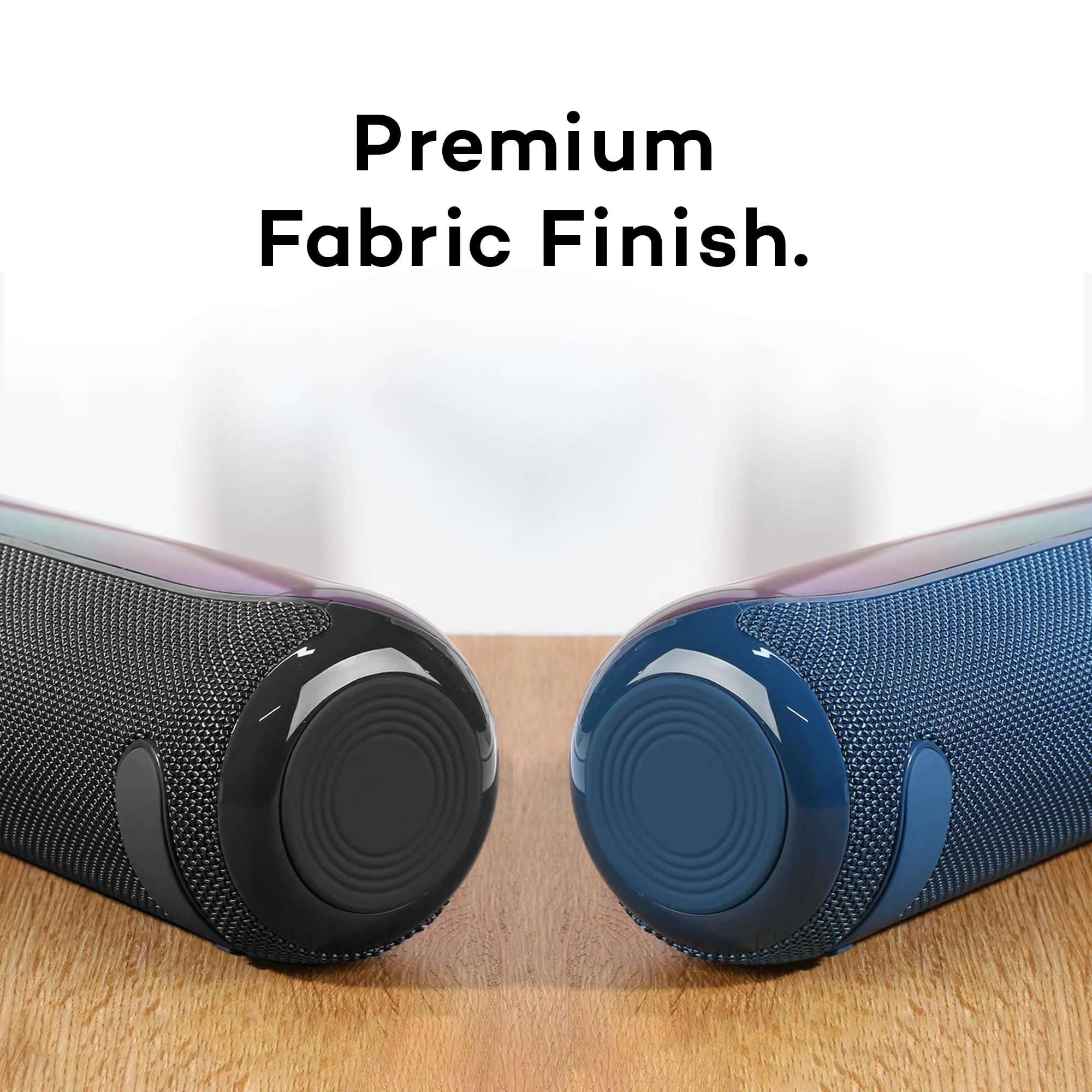 Pebble Newly Launched Photon 16W Bluetooth Speaker with RGB Lights, Dual 8W Drivers, 2400mAh Battery, FM Radio, TF Card, USB, and AUX, Premium Fabric Design - Black 5