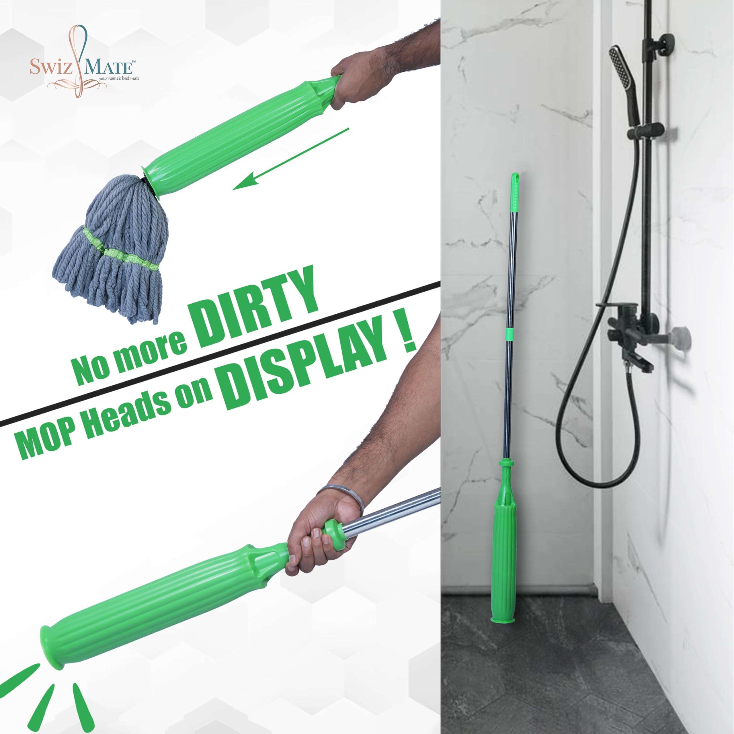 Swiz Mate™ Microfiber Twist Mop with Squeeze Stick - Super Absorbent Floor Cleaner for Hardwood, Tile & All Surfaces | Durable Handle, Easy-Use Dust & Dirt Removal (Floor Cleaning) 3