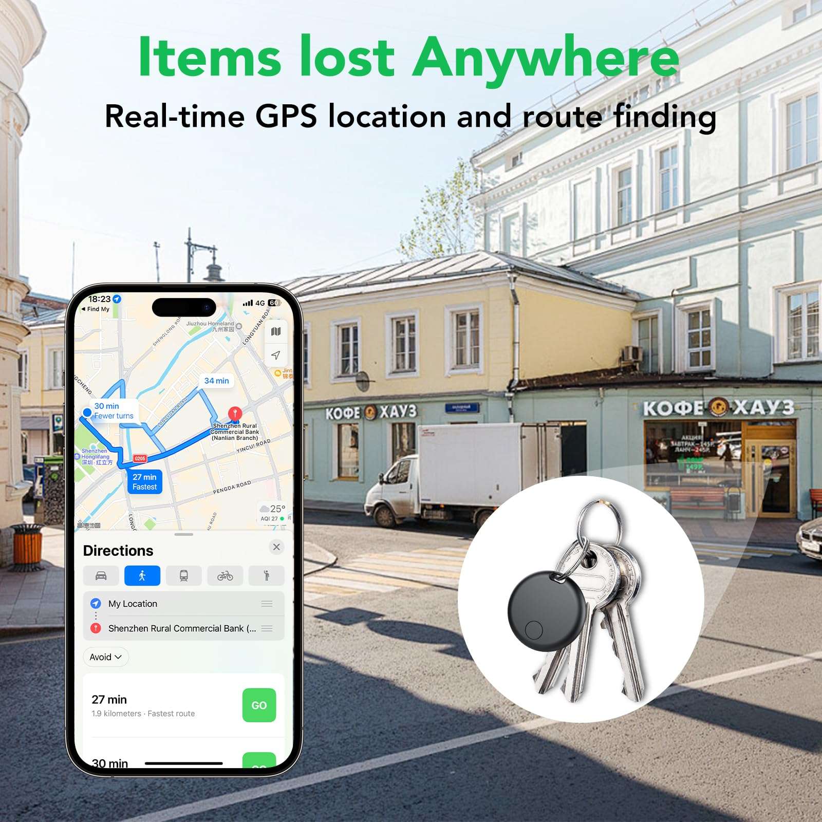Tracker Air Tag-4 Pack: Smart Bluetooth Tracker, Item Finder Works with Apple Find My (iOS Only) App, Trakcer Tag Locator for Keys, Luggage, Satchel, Backpack etc. (Not for Android Devices) 4