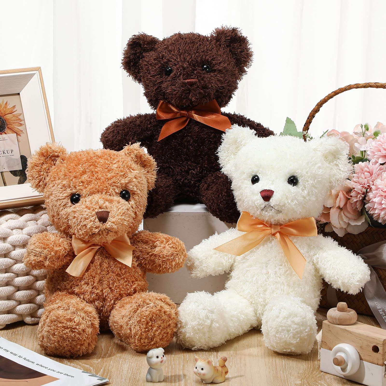 HyDren 8 Packs Cute Bear Stuffed Animals 12 Inch Soft Plush Stuffed Bears Plush Dolls with Bow Ties for Kids Boys Girls Baby Shower Birthday Party Gift Favors(Assorted Colors) 5