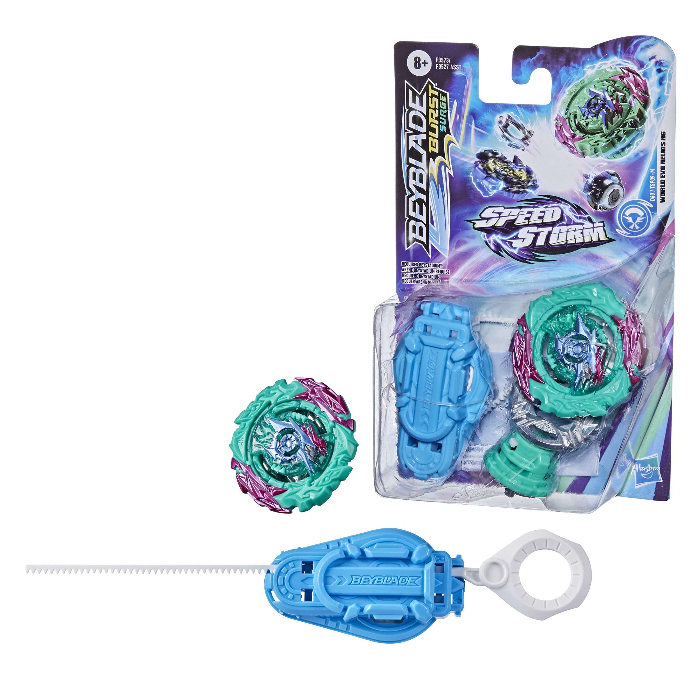 Beyblade Burst Surge Speedstorm World Evo Helios H6 Spinning Top Starter Pack – Attack Type Battling Game Top with Launcher, Toy for Kids 5