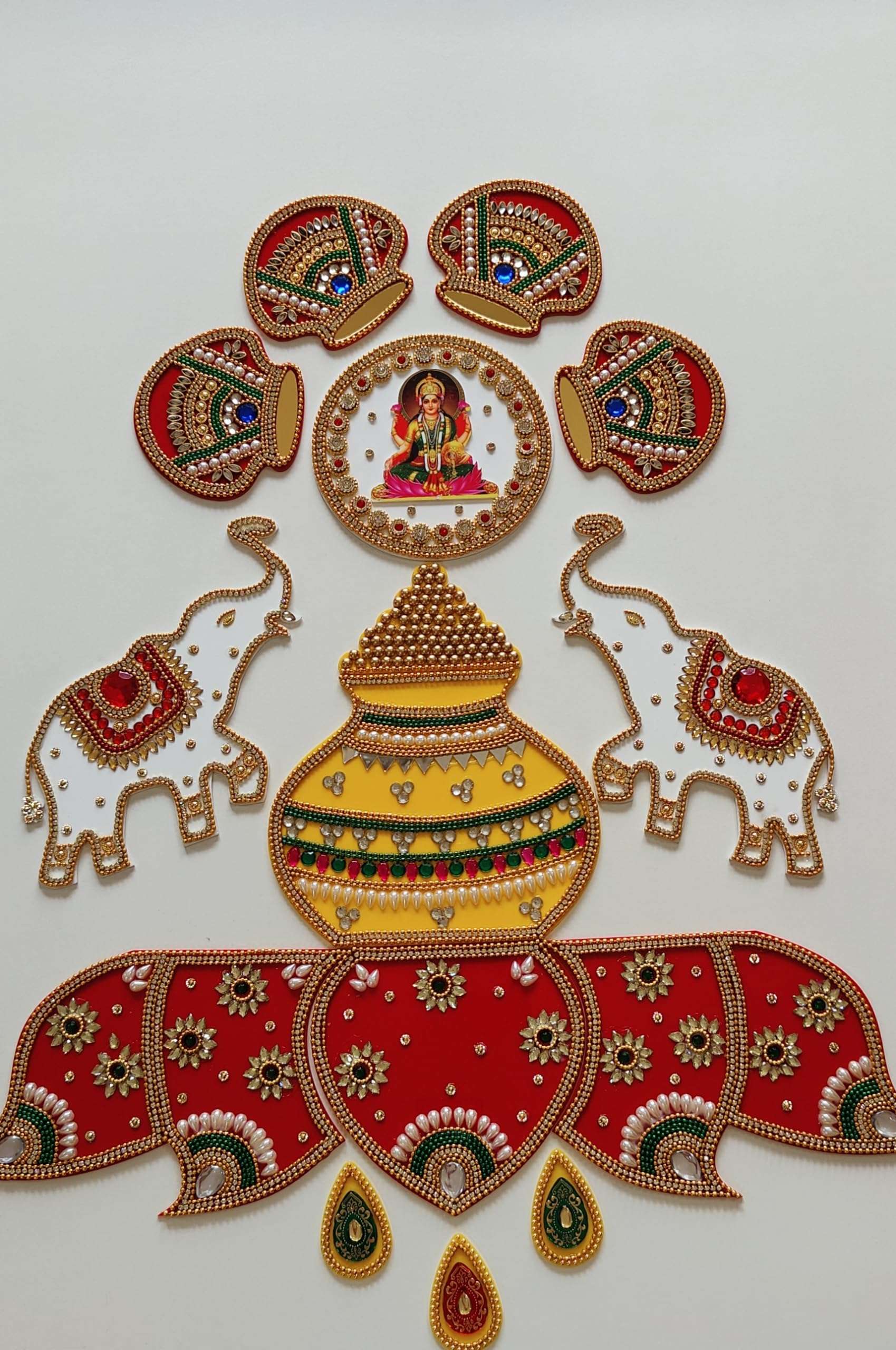 Crafter Preeti Handcrafted Opaque Base Decorative Kundan Rangoli Lakshmi - Big Size- 24 Inch 1