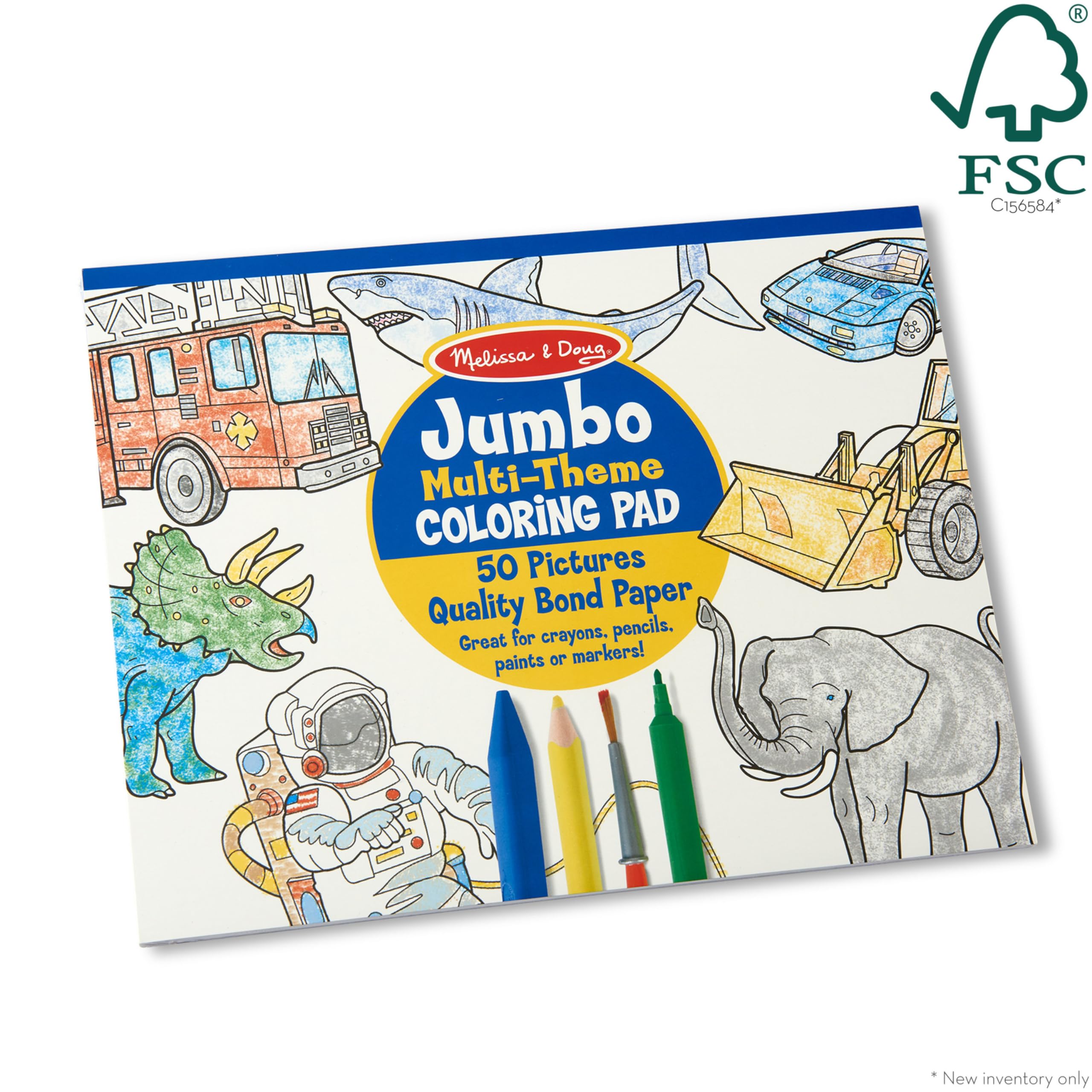 Melissa & Doug Jumbo 50-Page Kids' Coloring Pad - Space, Sharks, Sports, and More 6