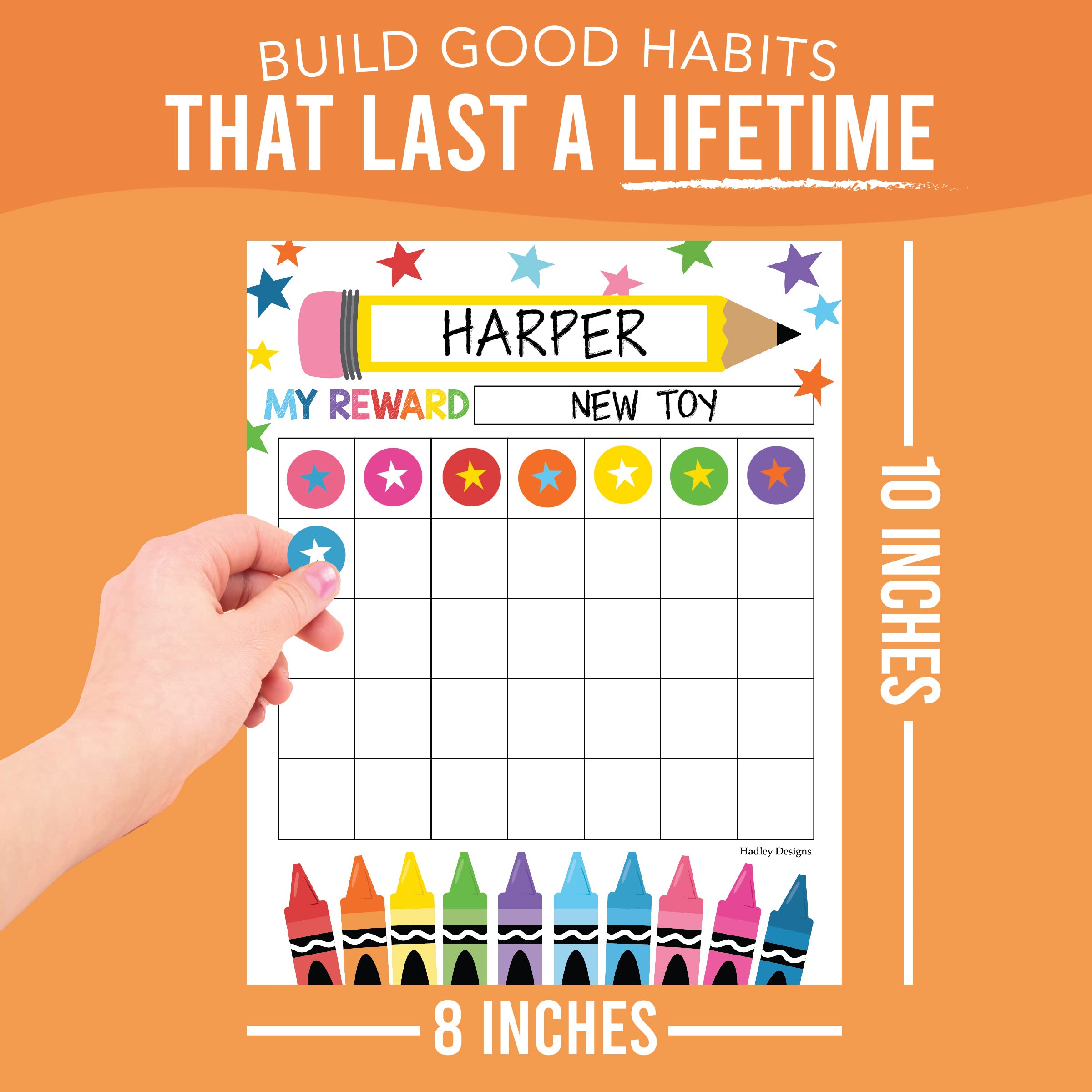 Sticker Chart for Kids Behavior at Home & Classroom - 25 Reward Chart for Kids Incentives, Gold Star Sticker Sheets, Crayon Incentive Charts for Classroom Must Haves 5