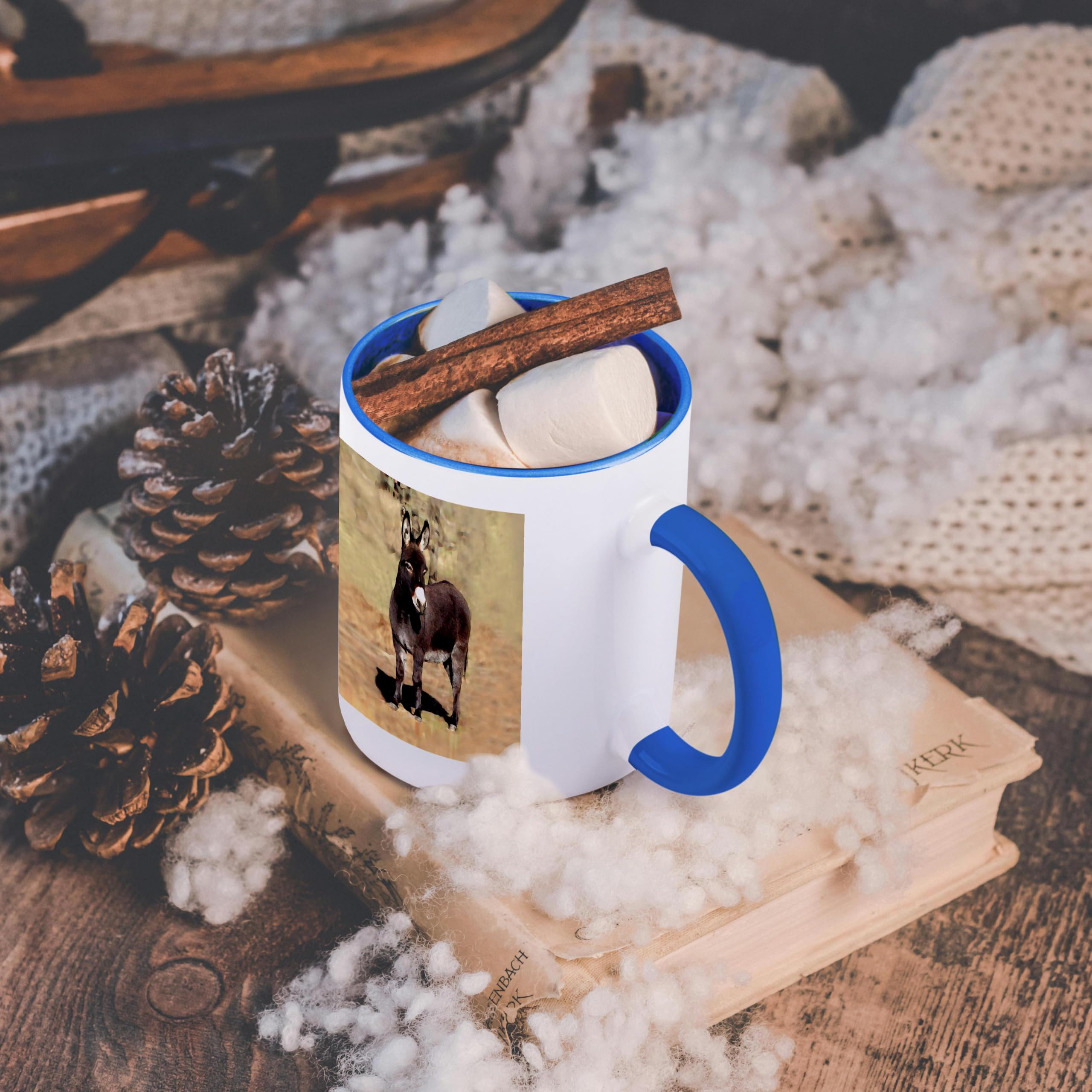 3dRose Miniature Donkey 11oz Two-Tone Blue Mug 6