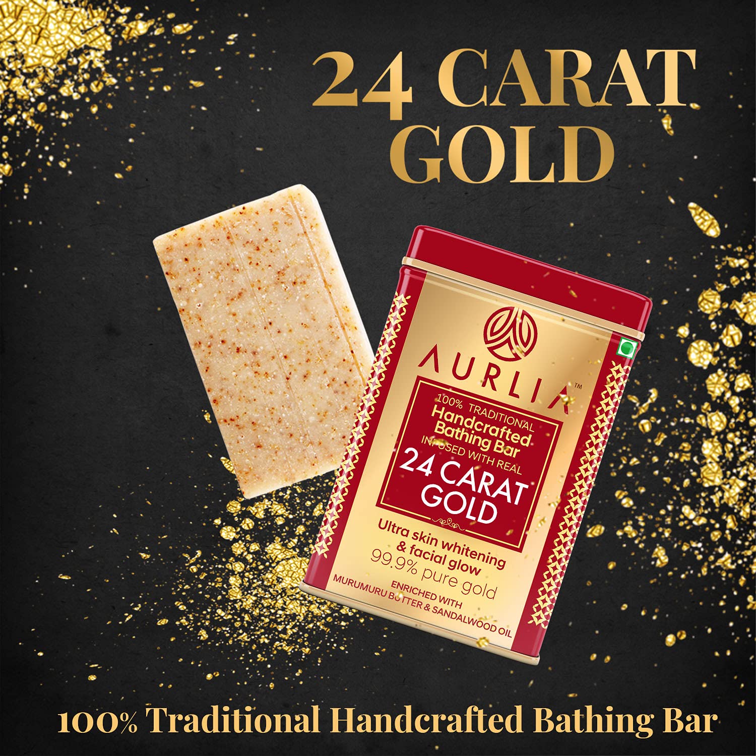 AURLIA 24 Carat Gold Ayurvedic Handcrafted Bathing Bar For All Skin Types -50g*2pcs (100g) 4