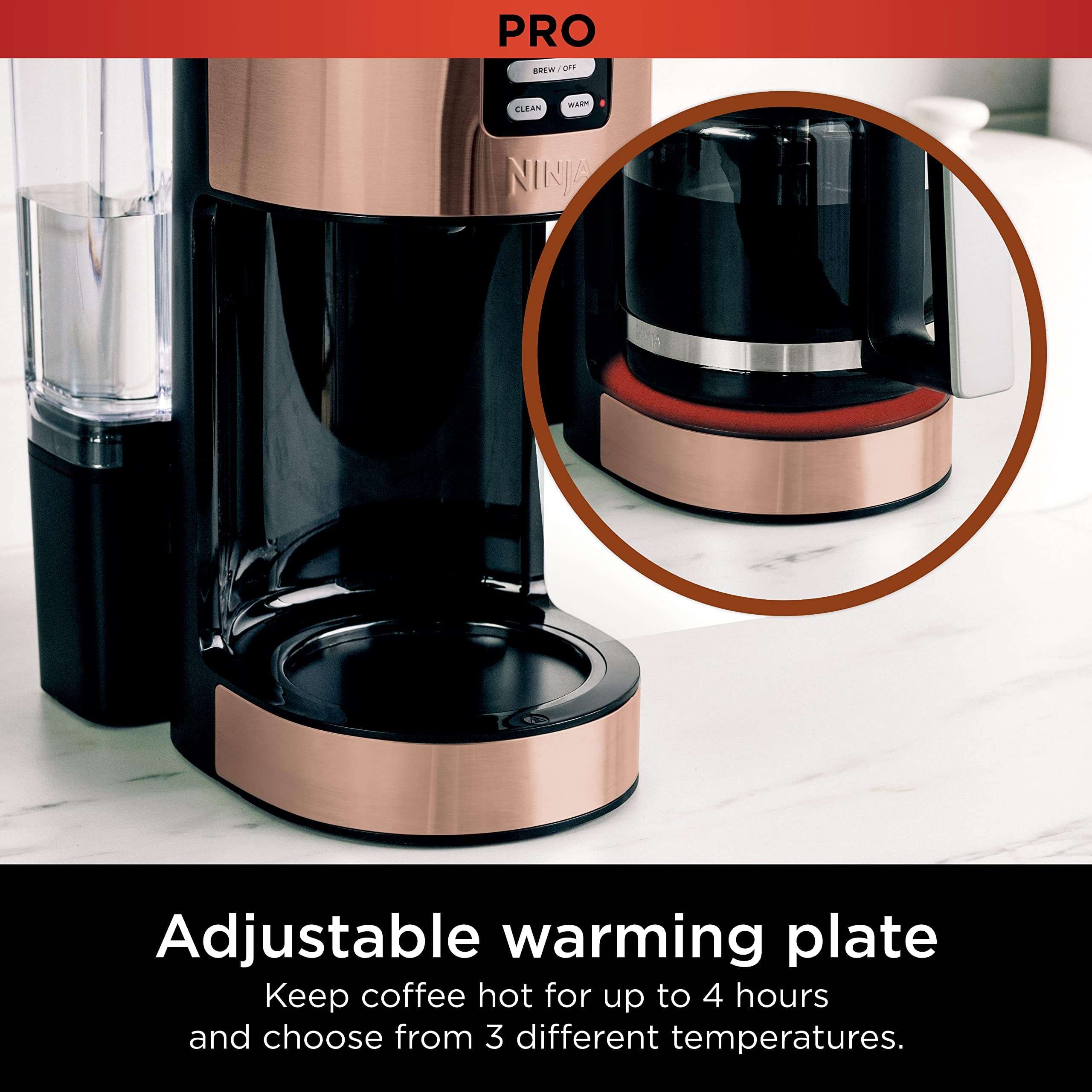 Ninja Programmable XL 14-Cup Coffee Maker PRO with Permanent Filter, 2 Brew Styles Classic & Rich, Delay Brew, Freshness Timer & Keep Warm, Dishwasher Safe, Copper, DCM201CP 6