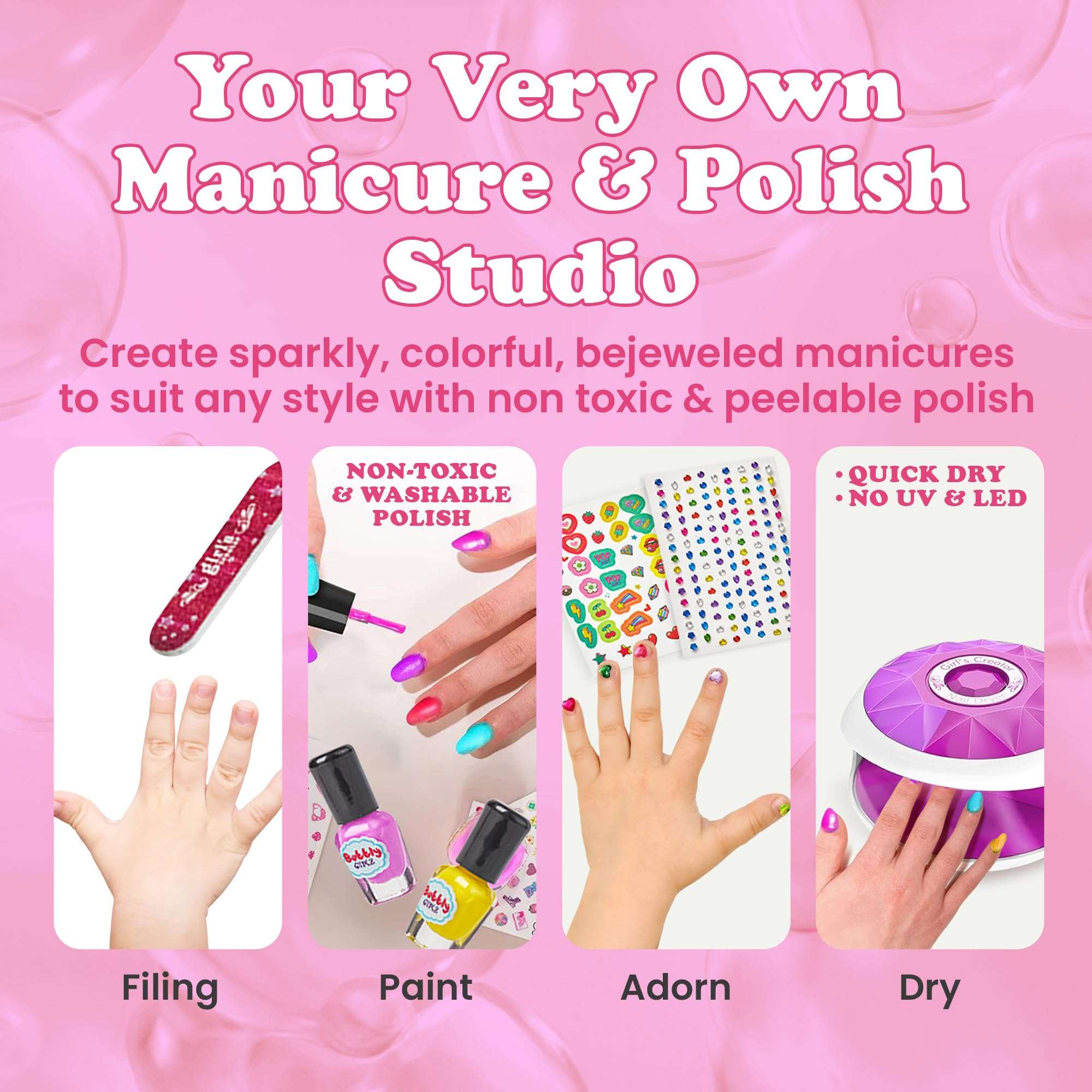 Kids Spa Day Kit for Girls - 42+ Piece Set with Waterfall Foot Spa - Perfect Spa Kit for Girls Ages 5+, Fun Pedicure and Party Supplies, Ideal for Girls Ages 6 7 8 9 10-12, Christmas Gifts For Girls 3