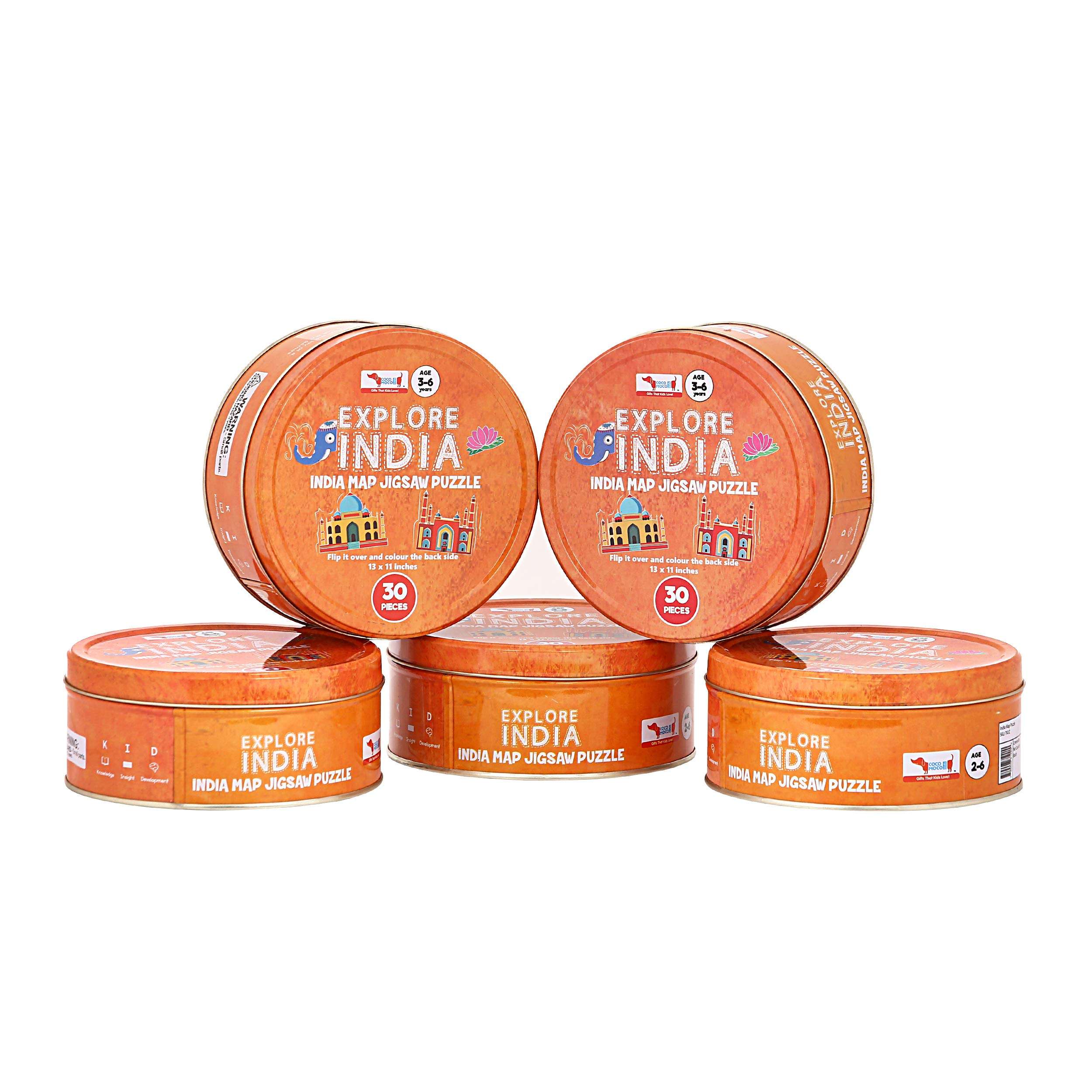 CocoMoco Kids India Map Jigsaw Puzzle 30 Pieces - Combo of 5 Pieces - Return Gifts for Kids Birthday Party Unique Learning Toys for 4-6 Year Old Boys Girls 1