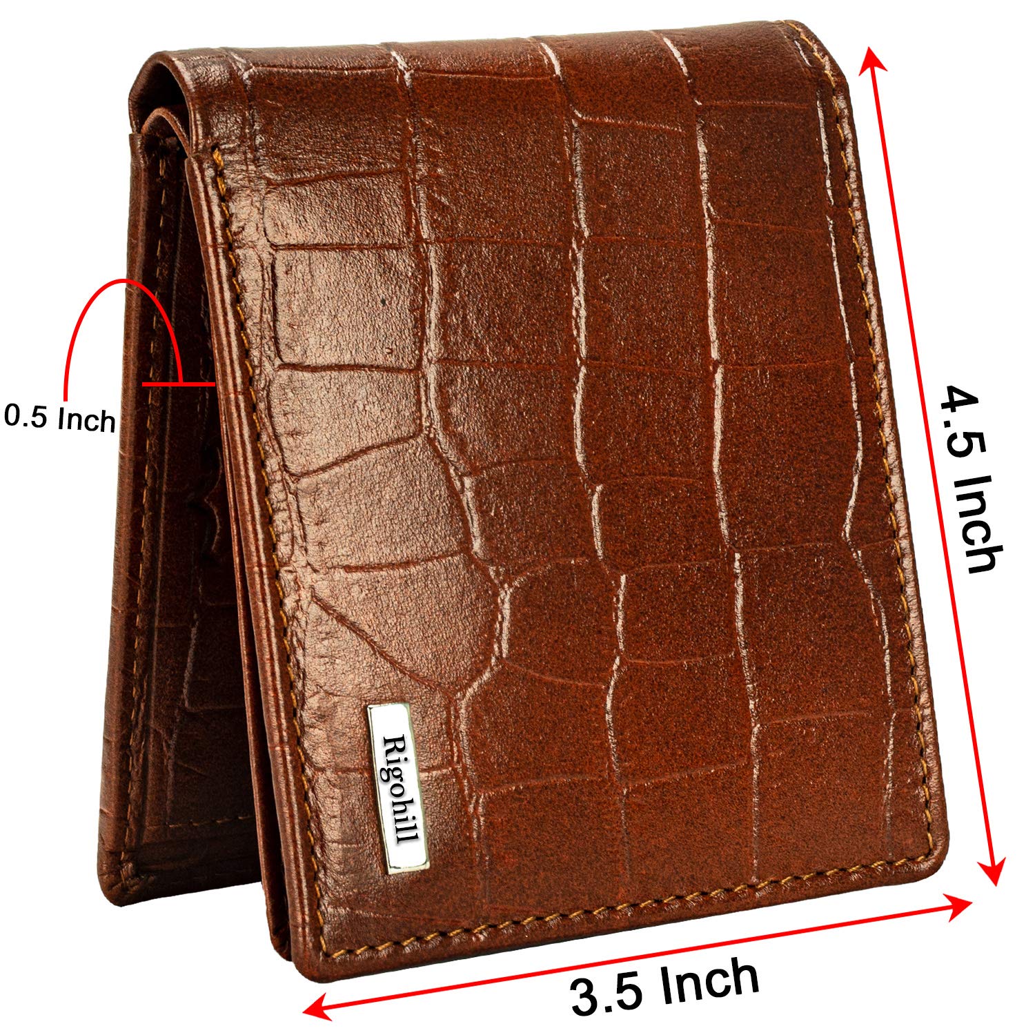 Rigohill Martin Mens Leather Wallet | Leather Wallet for Men | RFID Mens Wallet (Rust) 6