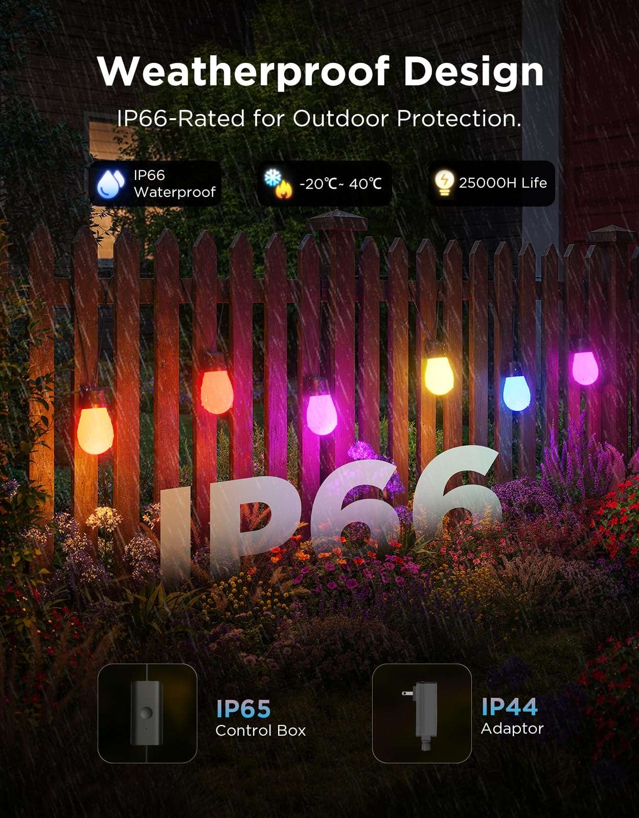 Govee S14 Bulb Outdoor String Lights 2, 48ft Smart RGBIC Warm White Patio Lights with 15 LED Bulbs, 111 Scene Modes for Outdoor Decor, Upgraded IP66 Compatible with Alexa, Google, Matter, APP Control 5