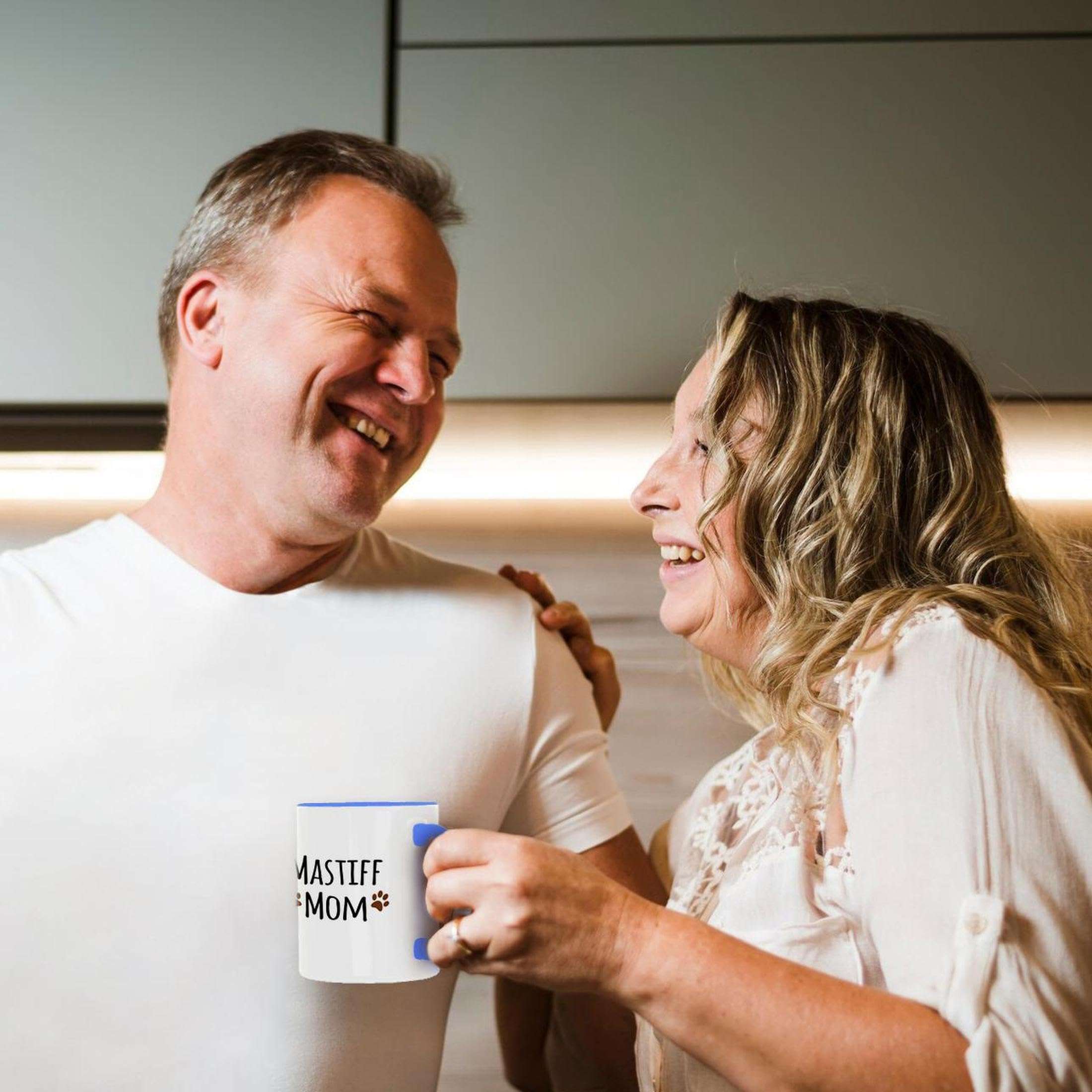 3dRose Coffee Mug, Size - 15oz - Mastiff Dog Mom - Doggie by breed - brown muddy paw prints - doggy lover - proud pet owner mama love Pet designs - funny coffee cup gift 4