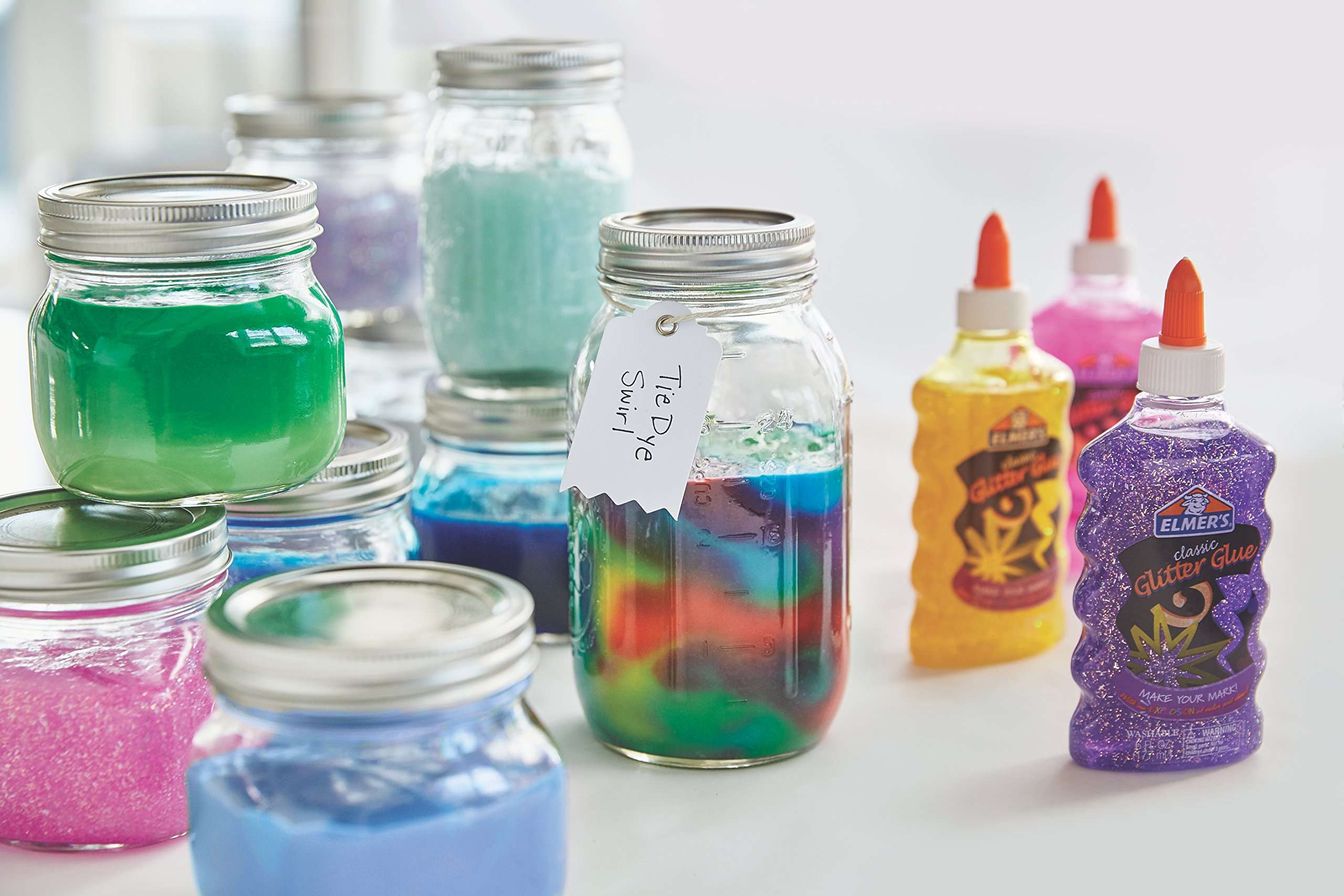 Elmer's Classic Glitter Glue, 6 Ounces, Assorted Primary Colors, Set of 3 - E317 6