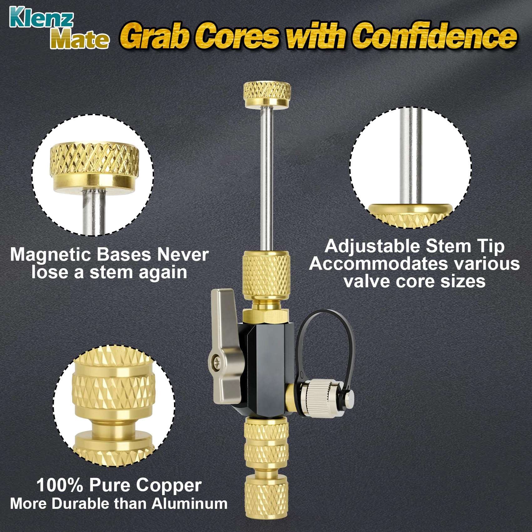 2026 New Valve Core Removal Tool,2 Sizes 1/4″& 5/16″ in 1 Tool,Fast Recovery&Evacuation,Mega Flow Vacuum-Rated Core Removal Tool HVAC,20 Microns Vacuum,Essential HVAC Tools,For Full&Unrestricted Flow 5