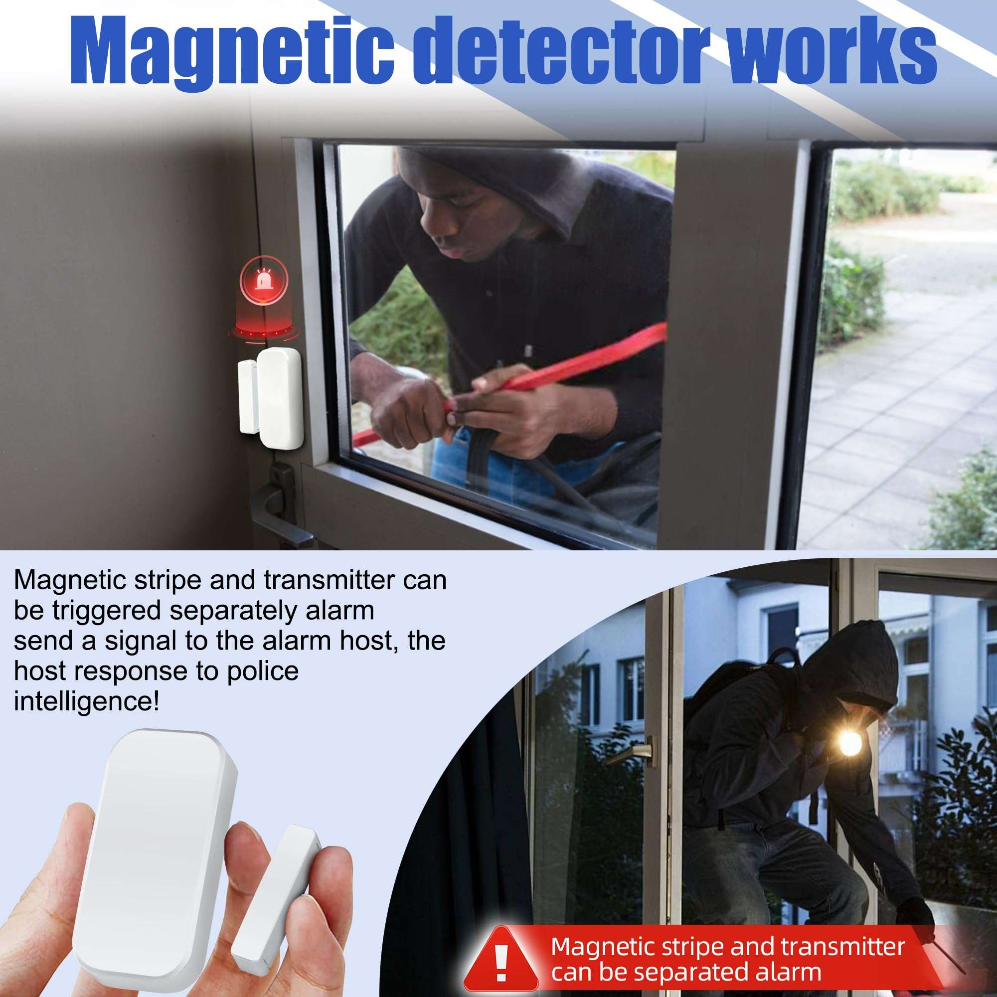 Kerui Door/Window Magnetic Alarm Sensor for GSM Home Security Alarm Systems Kit Protector Window Vibration Burglar Alarm for Homes Sheds Caravans Motorhomes Safety Guardian Protector(3 Set) 3