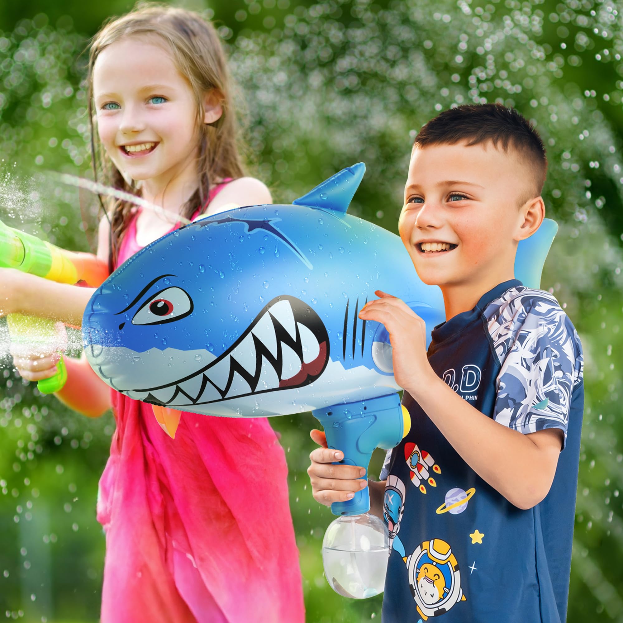 INFLATEFLY Water Guns for Kids Large Outdoor Water Toy Gun for Swimming Pool Beach Inflatable Squirt Gun for 3 Years Old and up (Shark) 5