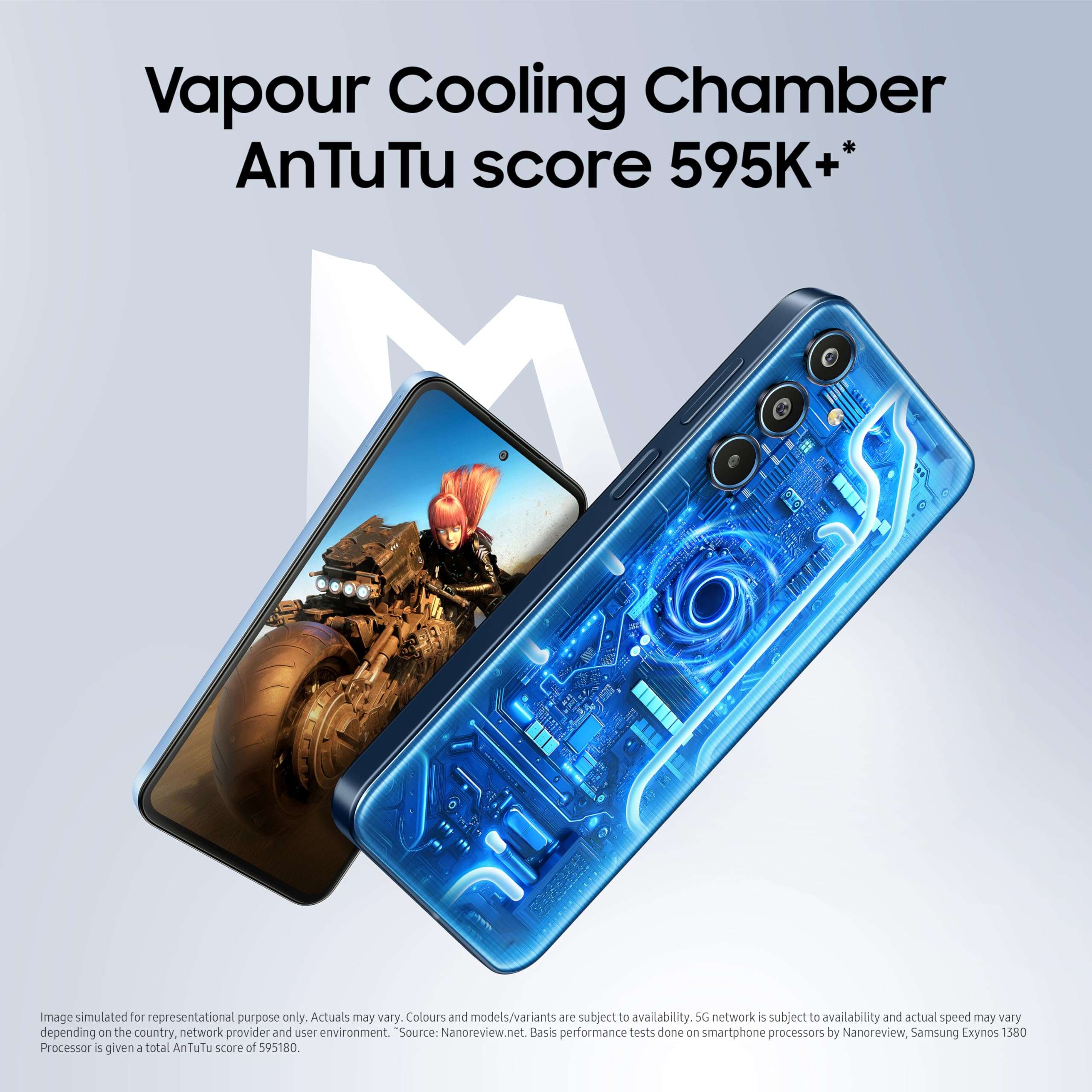Samsung Galaxy M35 5G (Thunder Grey,6GB RAM,128GB Storage)| Corning Gorilla Glass Victus+| AnTuTu Score 595K+ | Vapour Cooling Chamber | 6000mAh Battery | 120Hz Super AMOLED Display| without Charger 3