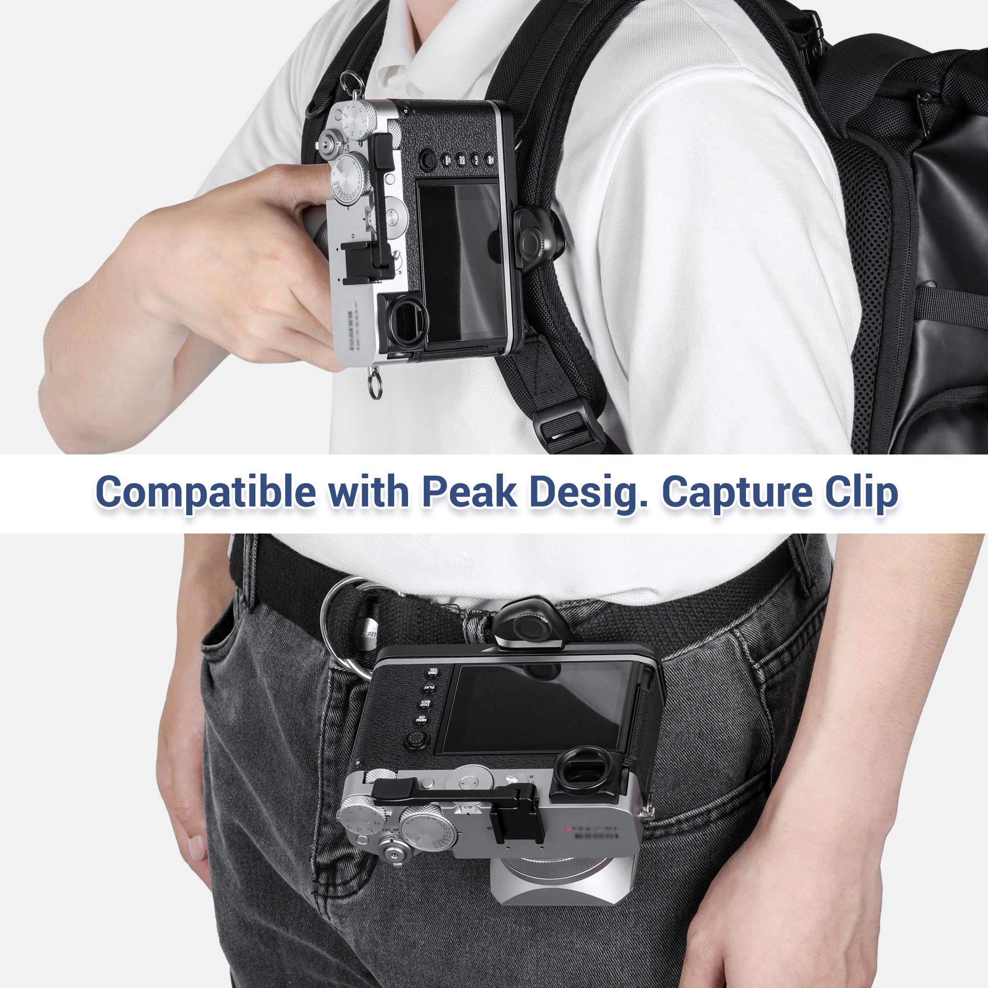 GFX 100RF Hand Grip Handgrip for Fujifilm Fuji GFX100RF Camera, Metal GFX100 RF L Bracket Holder with Built-in Arca Quick Release Plate & Battery Compartment Opening Anti-Slip Microfiber Pads - Silver 4