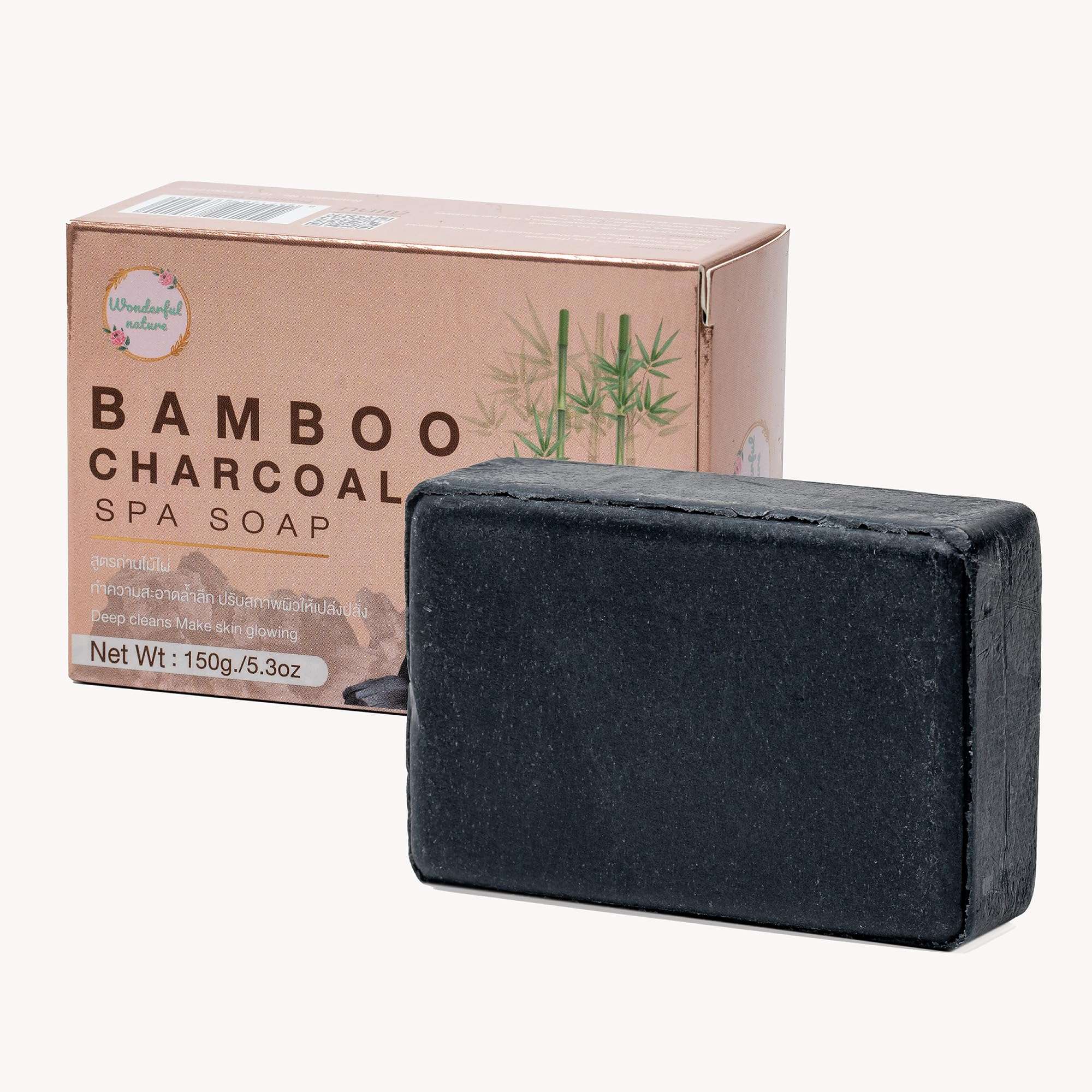 Bamboo Charcoal Spa Soap Deep cleansing, deodorant, acne problems, remove residue, Clean, clear, smooth, soft, radiant, healthy-looking skin 150 g. (Pack of 6) 3