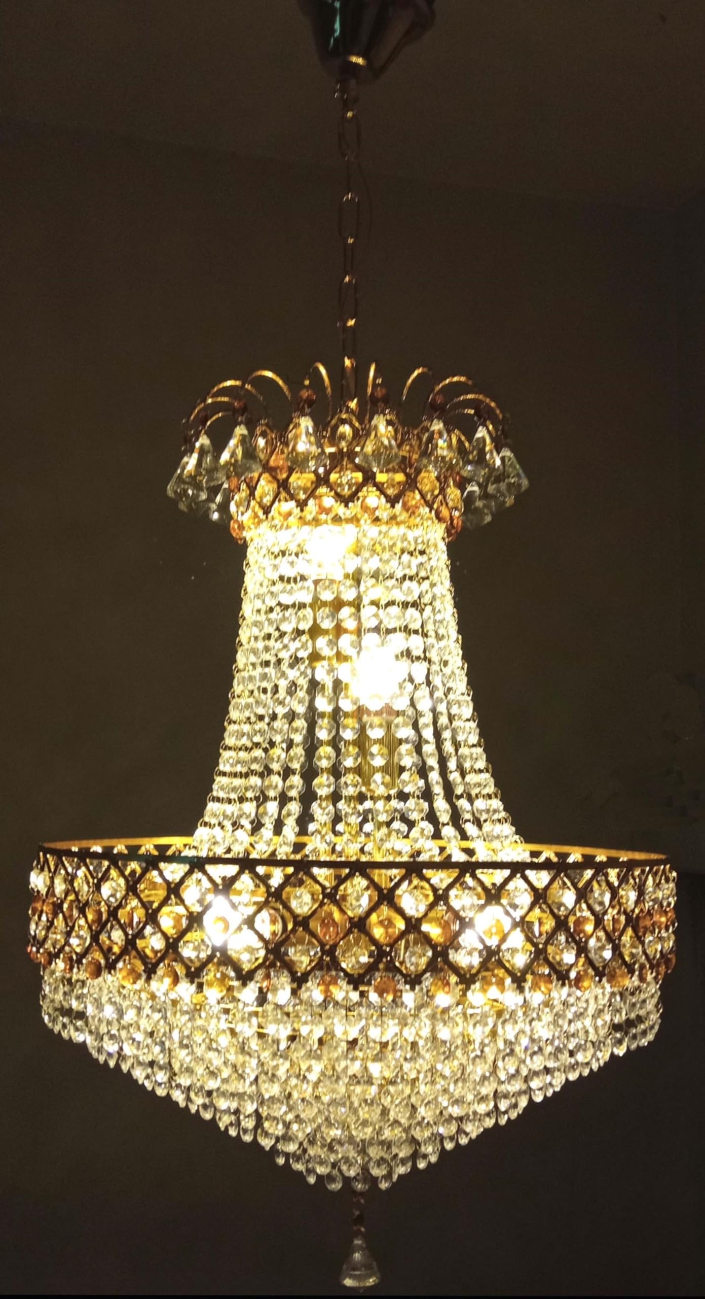 SHRI MAHAL ANTIQUES Crystal Big Size Jhumar Ceiling Light 4