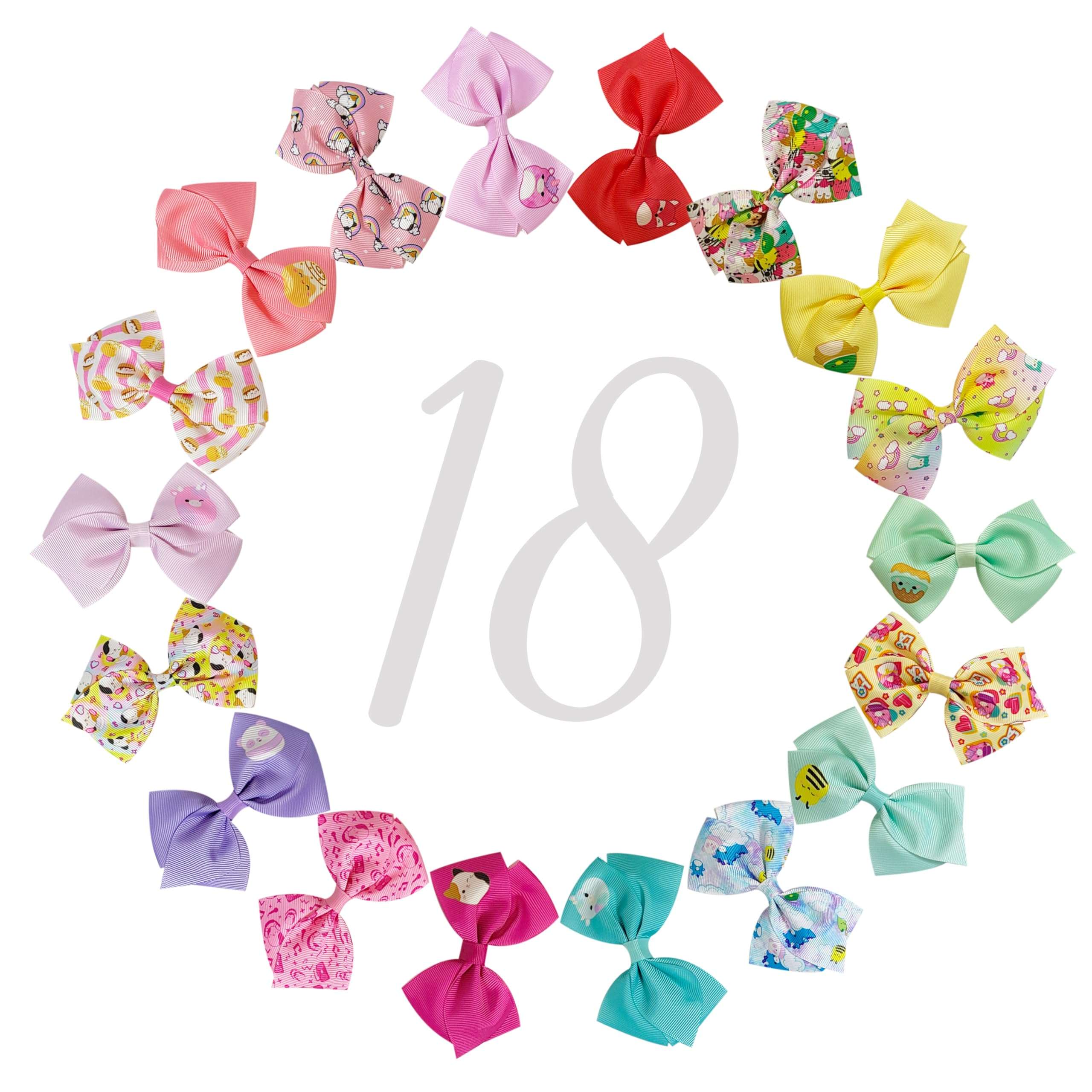 LUV HER Special Squishmallows Hair Accessories for Girls -18pc Hair Bow with Aligator Clips, Age 8+ 6