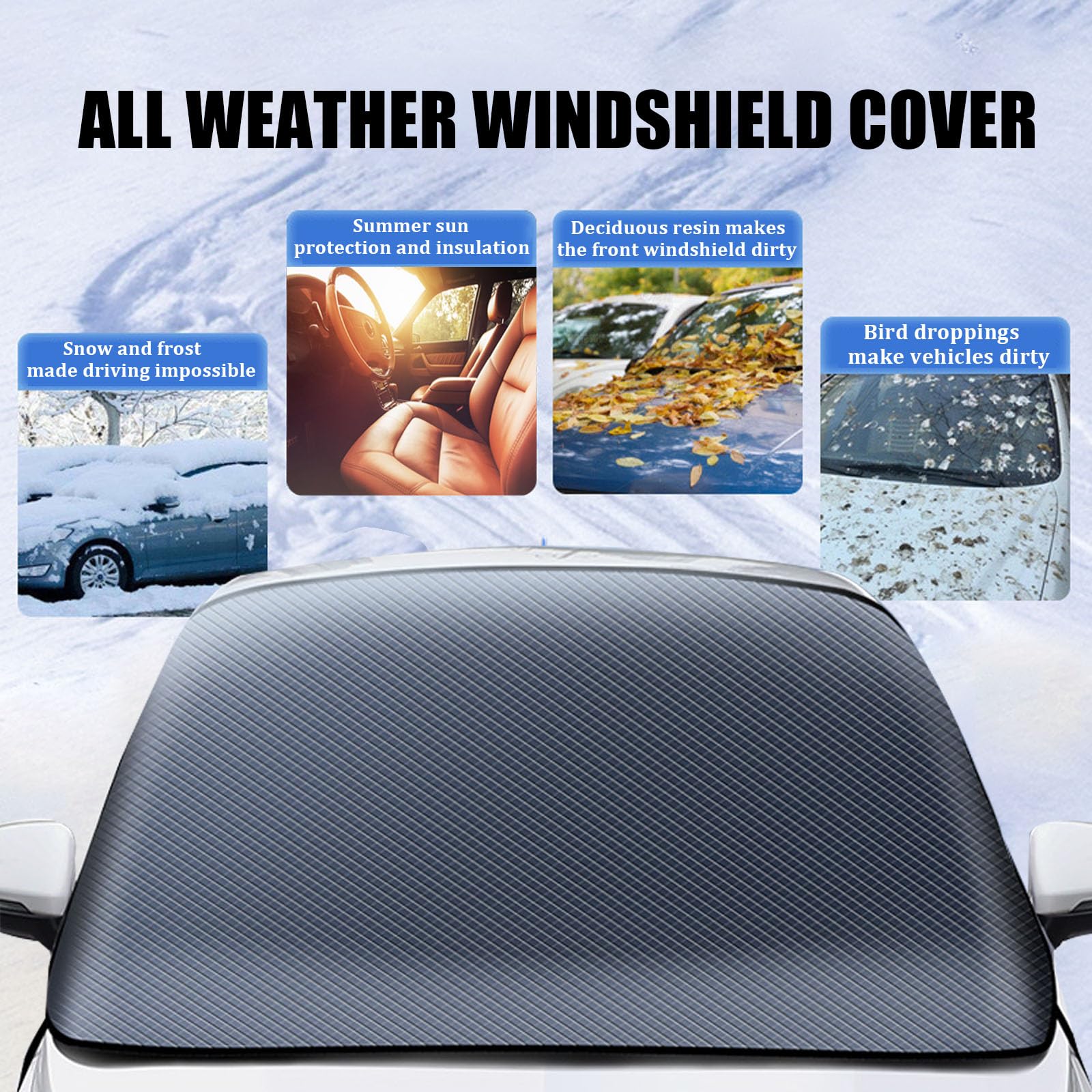 Weatherforce 360 All-Weather Windshield Ice Cover, Car Windshield Cover for Ice and Snow, Waterproof, Side Mirror Protector, Fits for Most Standard Cars & SUV (Large) 5