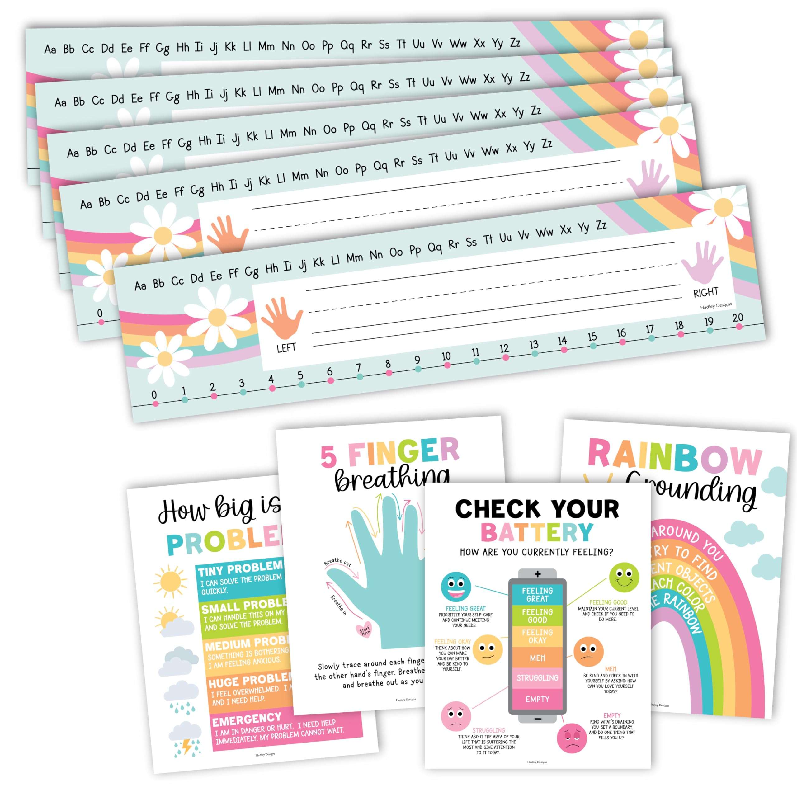 25 Retro Desk Name Plates for Classroom, 16 Kids Educational Posters for Toddlers - Alphabet Poster, Classroom Name Tags for Desk, Kindergarten Homeschool Supplies 1