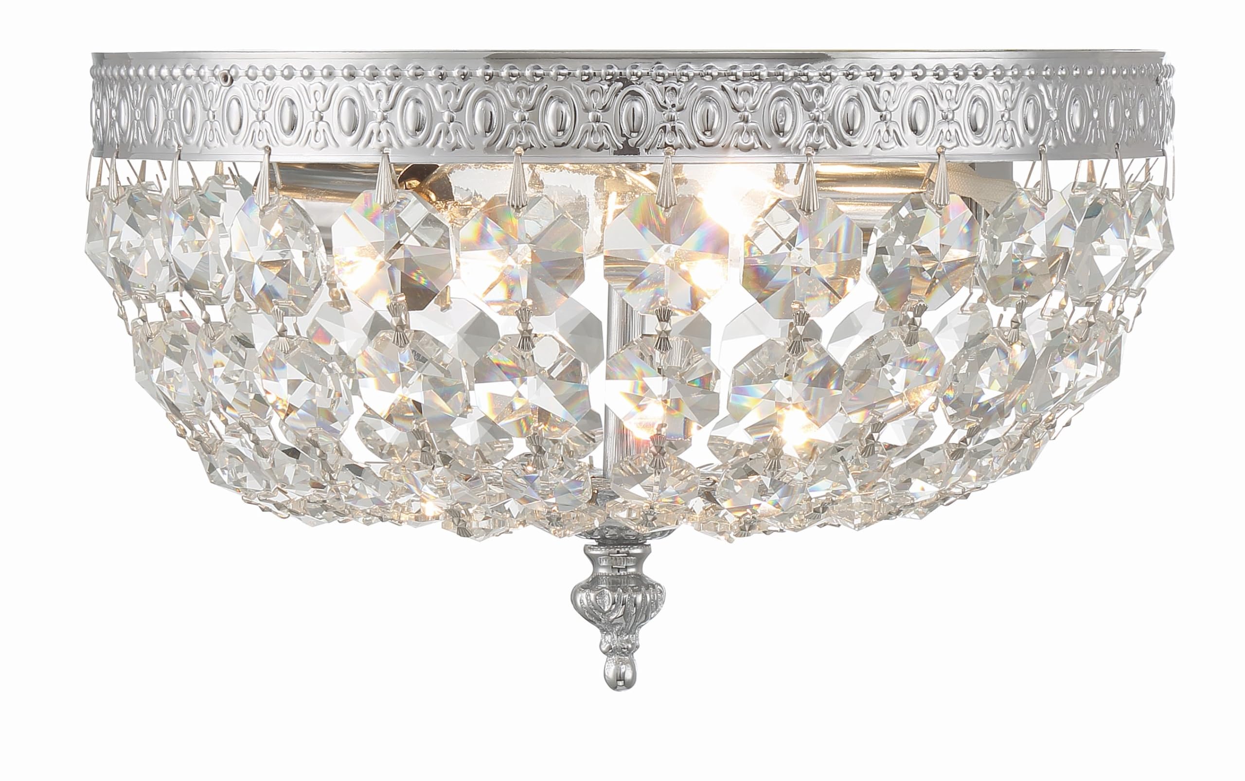 Crystorama 2 Light Hand Cut Crystal Polished Chrome Flush Mount 5