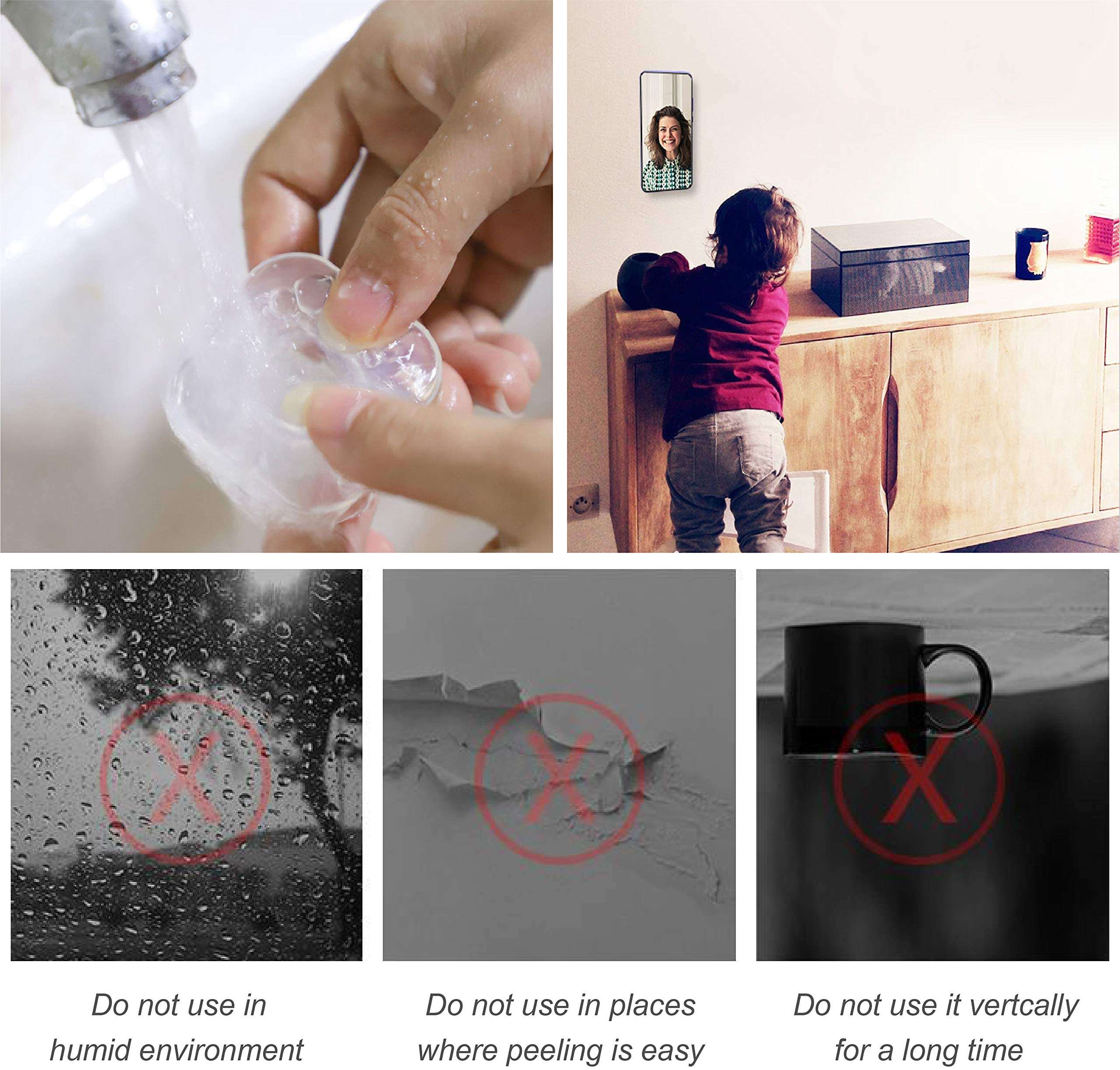 4 Pcs Nano Magic Paste Nano Gel Pad PU Material Velcro, Washable Reusable Transparent Non-Adhesive Magic Car Phone Holder,Application for Car,Home,Office Storage of Various Small Device and Items 6