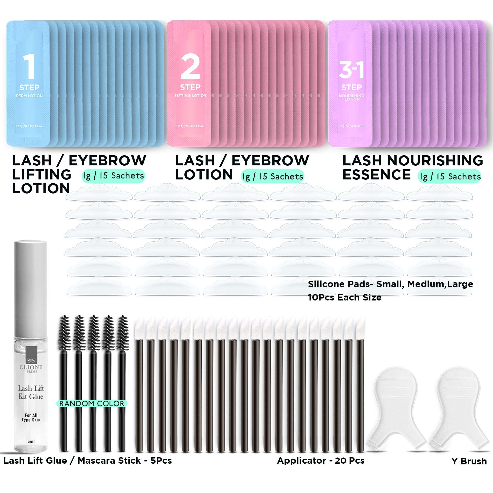 CLIONE PRIME Lash Lift Kit - Eyebrow Lamination kit 15 Applications Eyelash Perm Kit Home & Professional Use Eyelash Lift Kit Lash Perm Kit Made in Korea Eyebrow Lift Kit 3