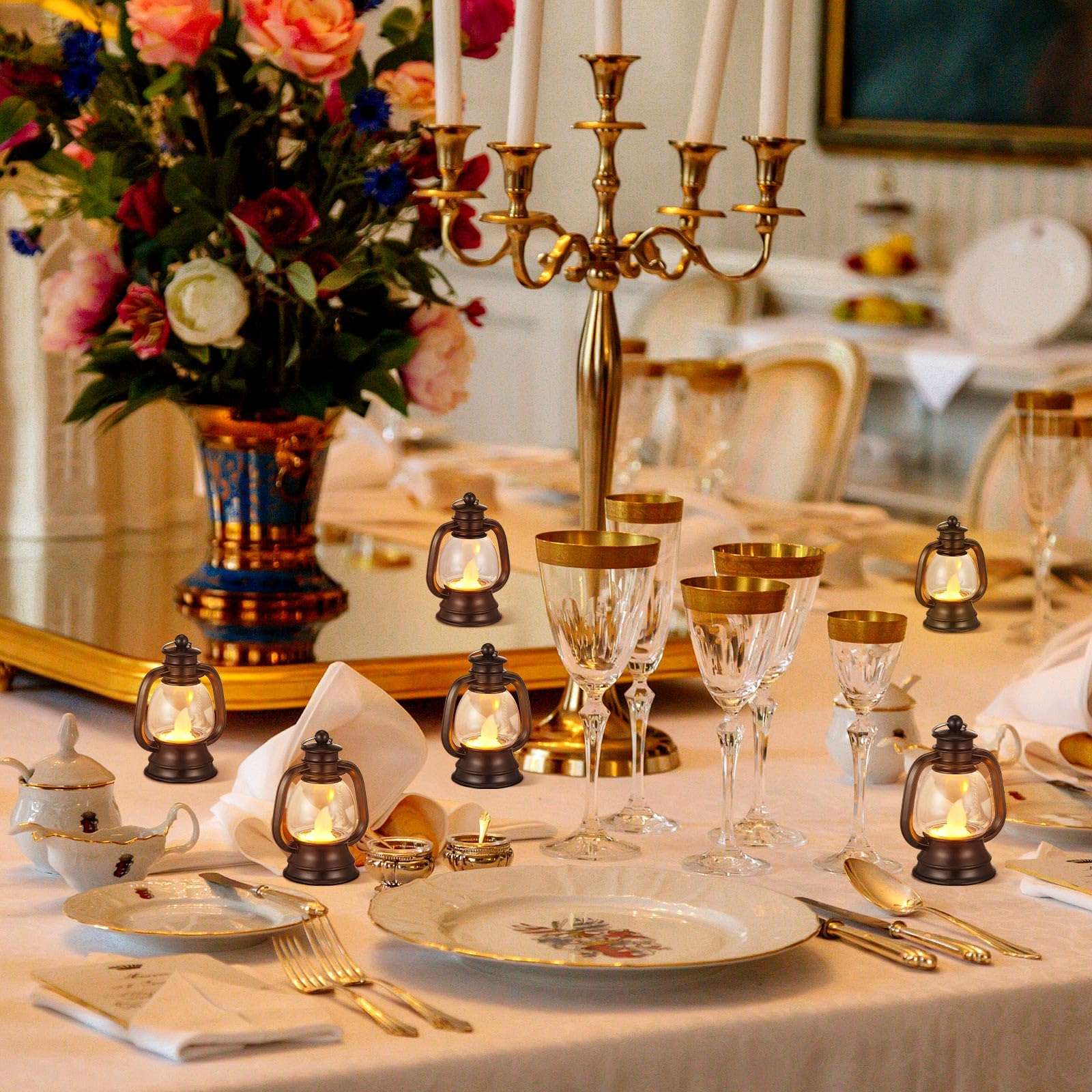 Ferraycle 36 Pcs Mini Lantern Decor Western Lantern Table Centerpiece Small Vintage Camping Hanging Lamp Ornaments Bulk for Cowboy Cowgirl Wedding Halloween Christmas (4 Inch,Black) 4