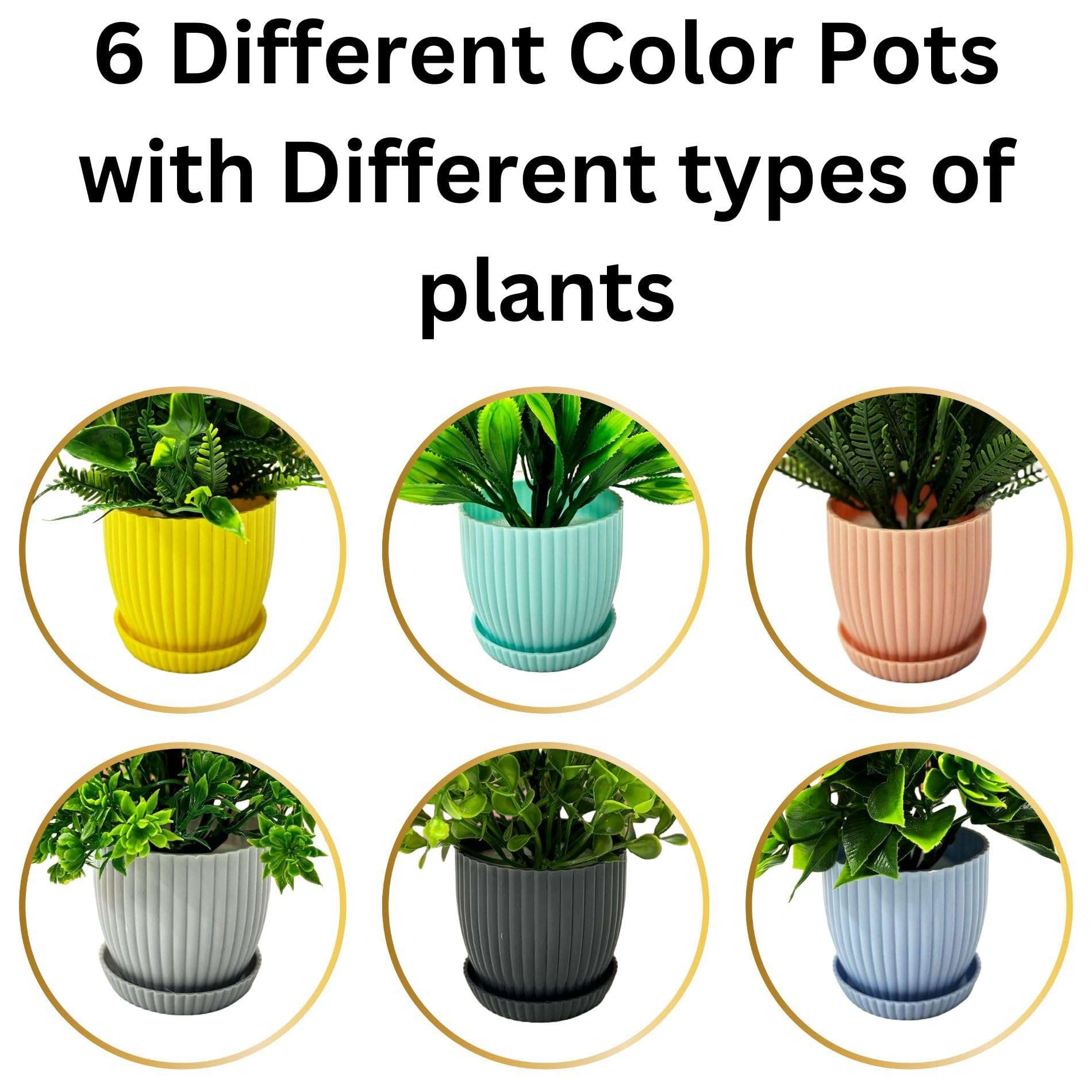 Dekorly Plastic 6 Packs Fake Plants Small, Mini Artificial Plants Indoor For Home Farmhouse Bathroom Shelf Décor (Multi, Height : 17Cm) 4