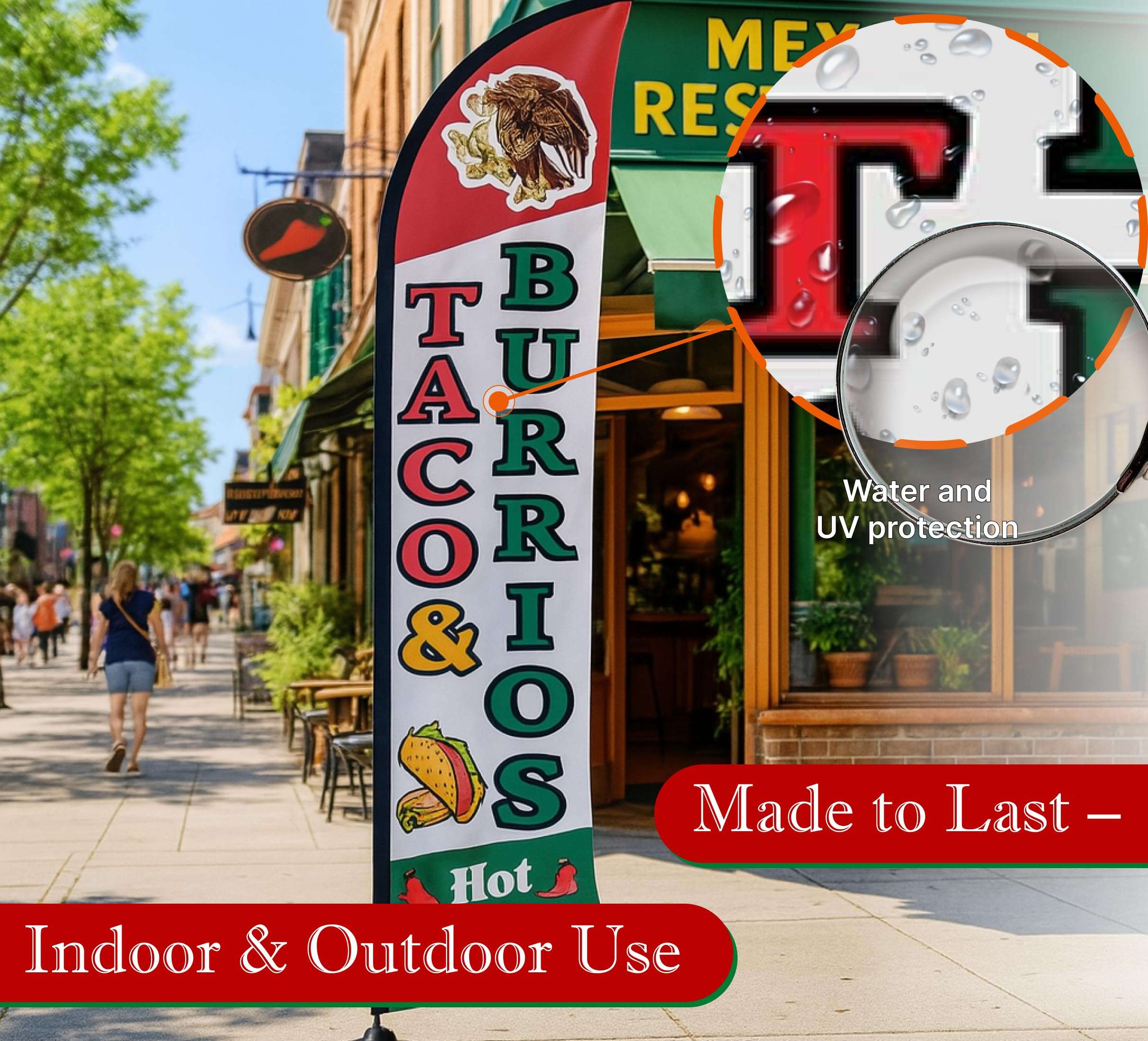 12x2.5 Feet Tall Feather Flags "Tacos & Burritos" - Advertising Replacement Feather Banner - Single Sided Feathers Banners Food Themed - Feathers Flags in Polyester - Flagpole is Not Included 4