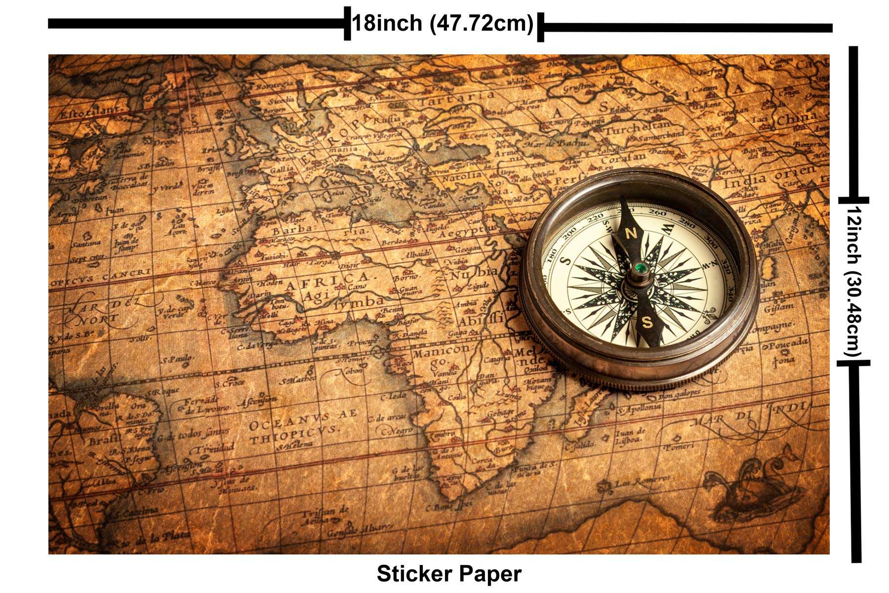 Wallpics® Vintage World Map Fully Waterproof Vinyl Sticker Poster for Living Room,Bedroom,Office,Kids Room,Hall(12X18) 3