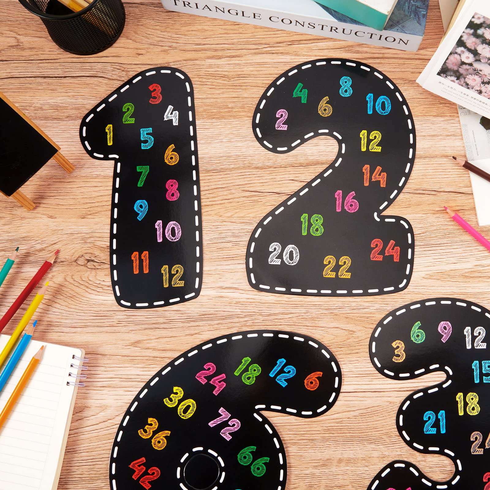 Ireer 12 Pcs Multiple Math Posters from 1 to 12 Multiplication Chart Fact Skip Counting Numbers Times Multiplication Flash Cards Poster for Kids Leaning Studying Classroom Home Decor(Black,Classic) 4