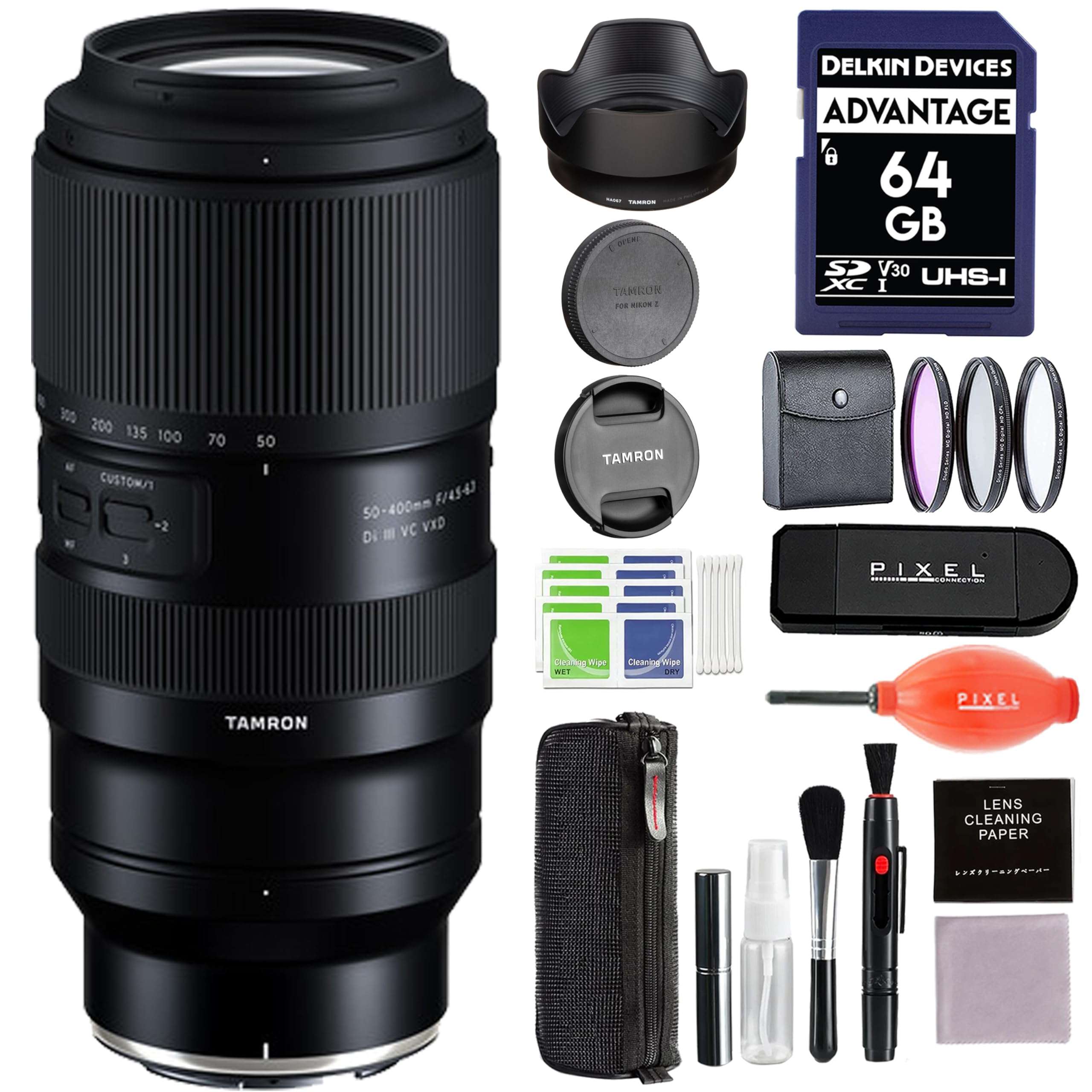 Tamron 50-400mm f/4.5-6.3 Di III VC VXD Lens (Nikon Z) with Pixel Advance Accessories and Travel Bundle | AFA067Z-700 | Tamron 50-400mm Lens 1