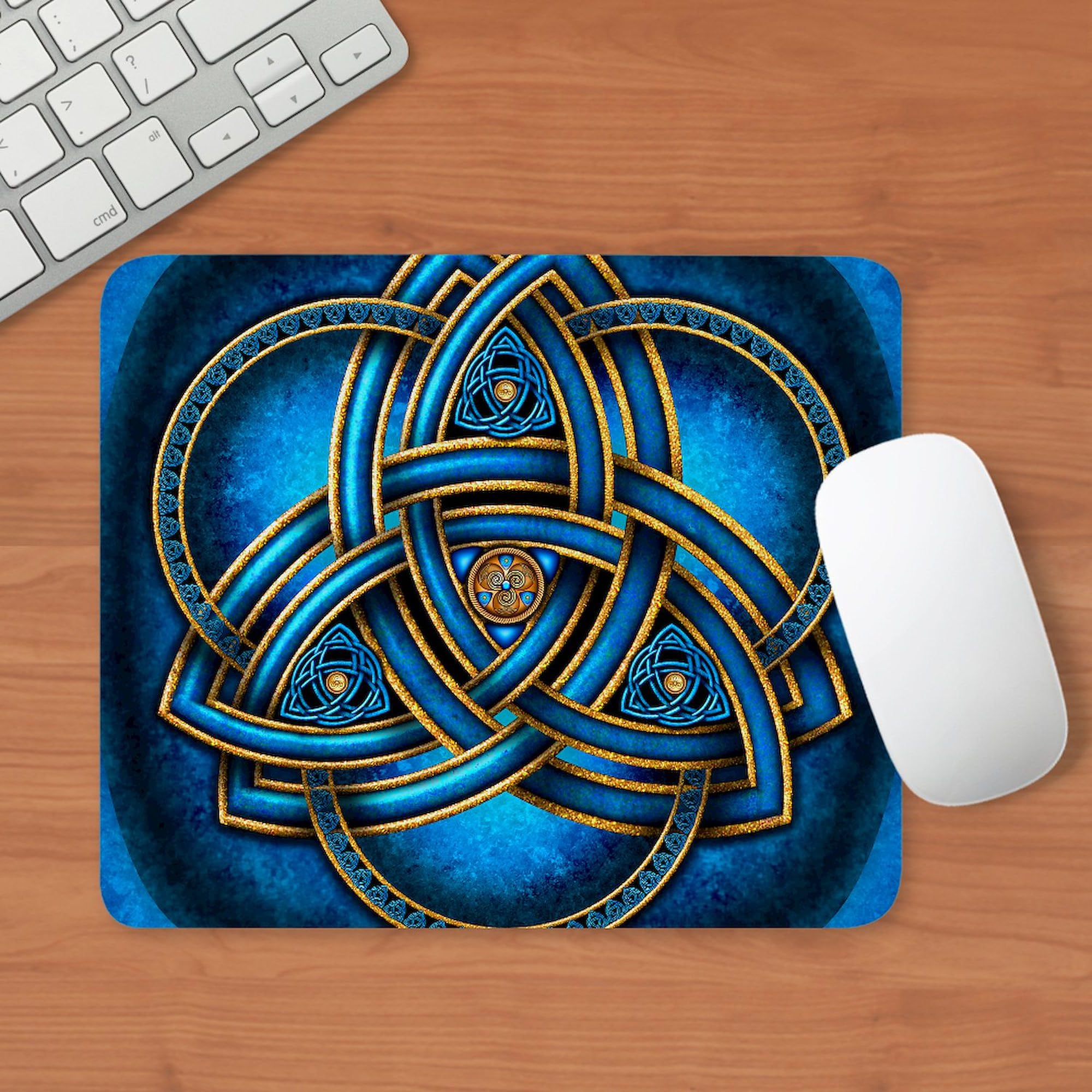 CafePress Blue Celtic Triquetra Mousepad Non-Slip Rubber Gaming Mousepad 4
