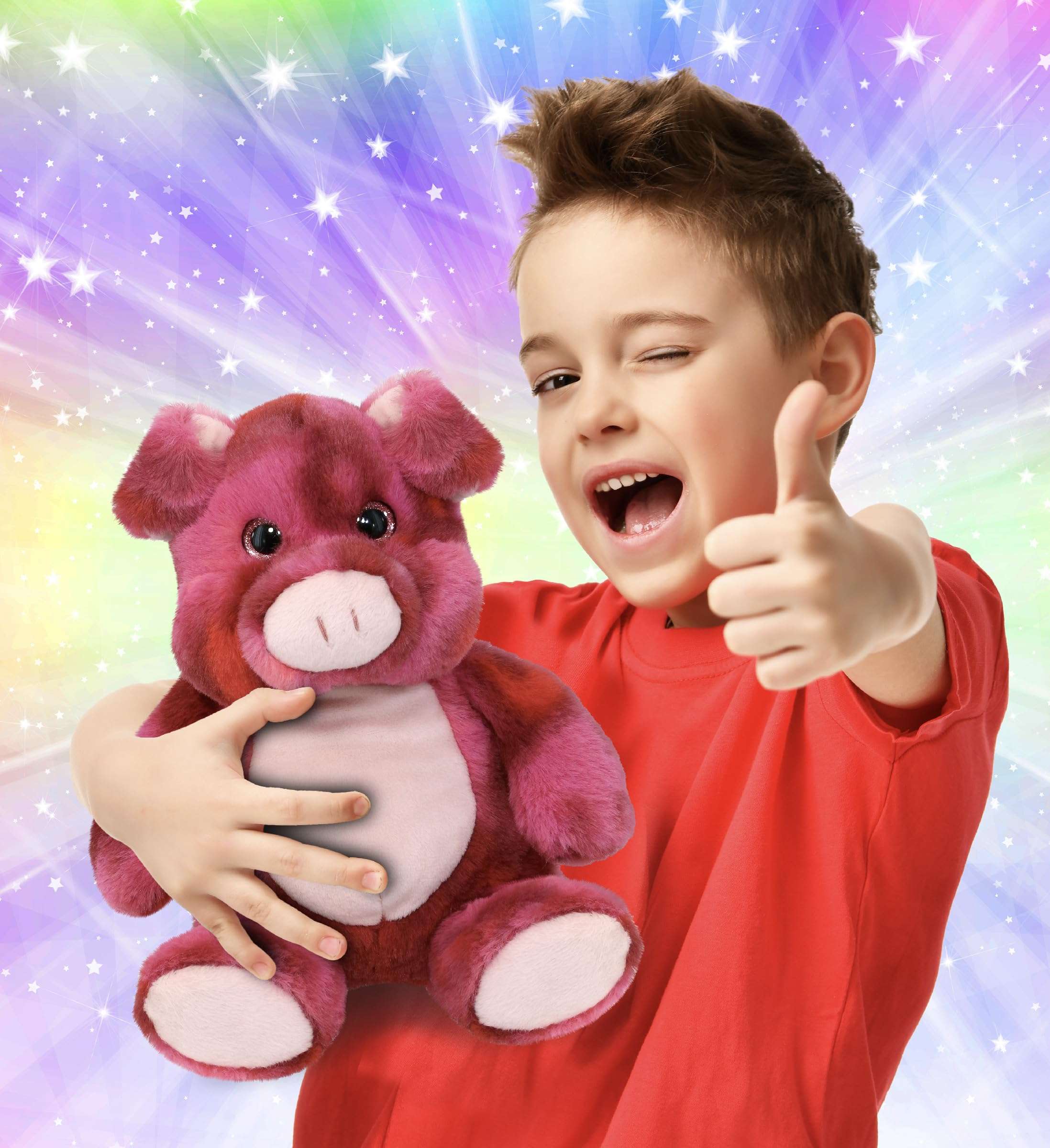 DolliBu Pink Tie-Dye Pig Plush - Super Soft Stuffed Animal, Cute Farm Animal Plush, Adorable Fluffy Stuffed Animal for Boys and Girls, Stuffed Animals Plush Gift for Babies, Kids, Adults - 9 Inches 3