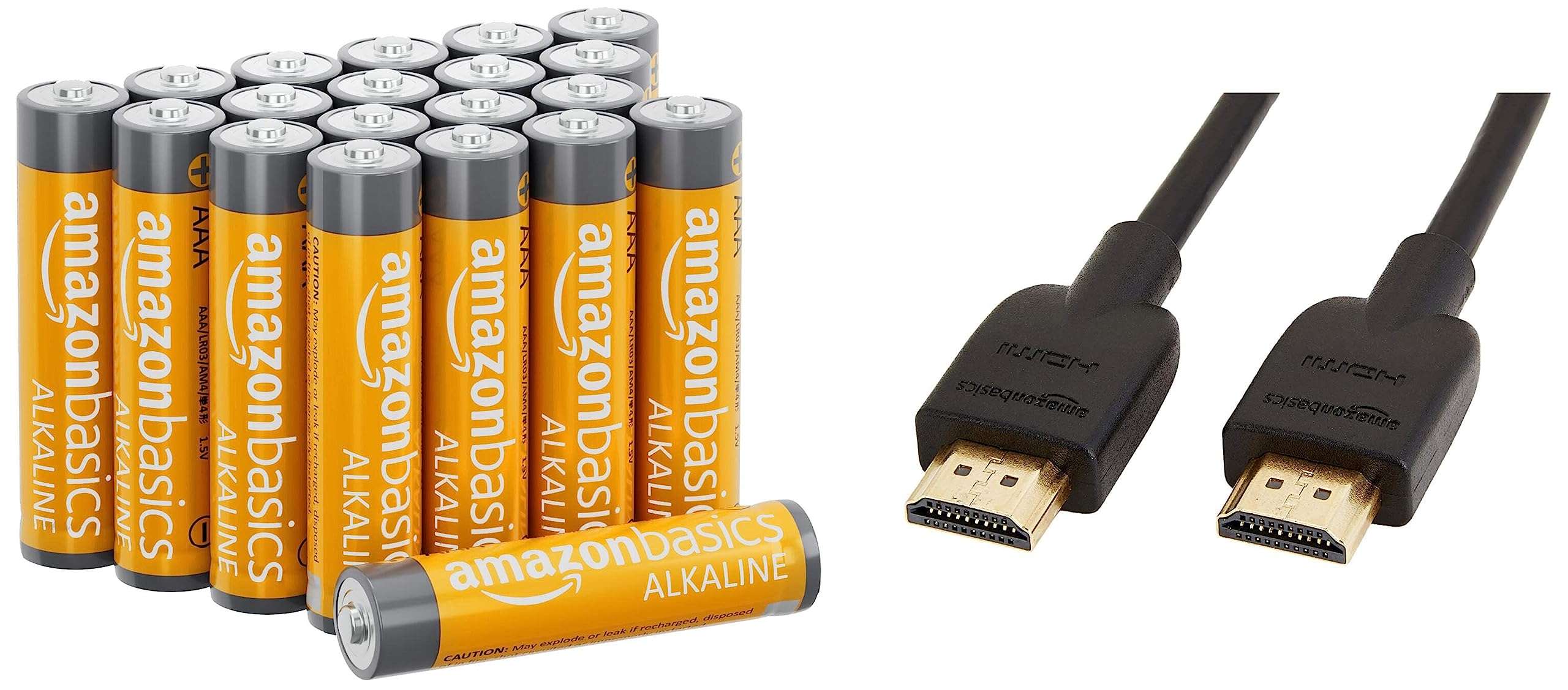 AmazonBasics AAA Performance Alkaline Batteries (20-Pack) - Appearance May Vary & High-Speed HDMI Cable, 6 Feet (2-Pack),Black 1