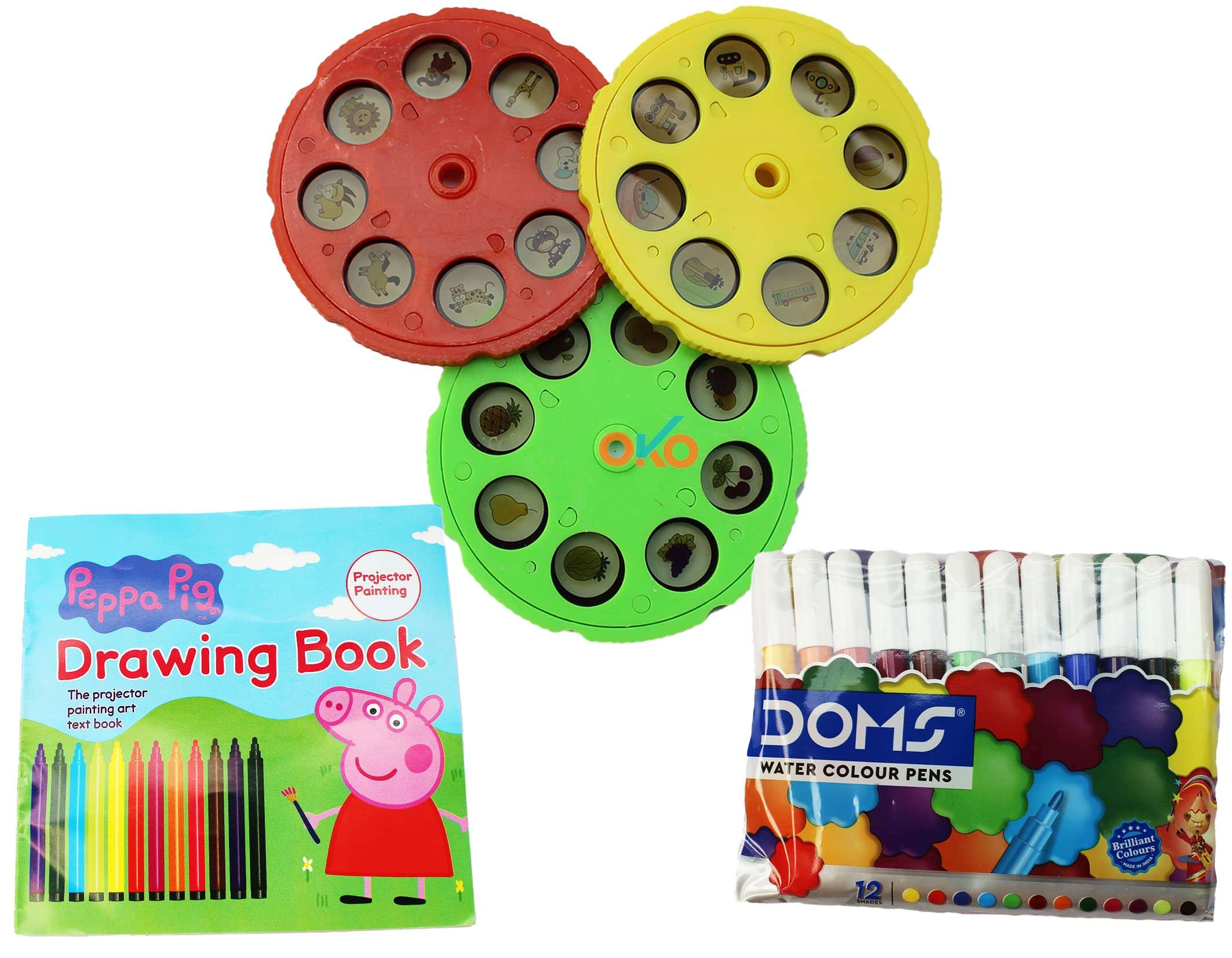 OKO Peppa Pig Child Learning Desk with Smart Projector04, Painting Drawing Set Best Gift for Kids Under Age 2 3 4 5 & 6 Years and Peppa Pig Family Set of -7 5