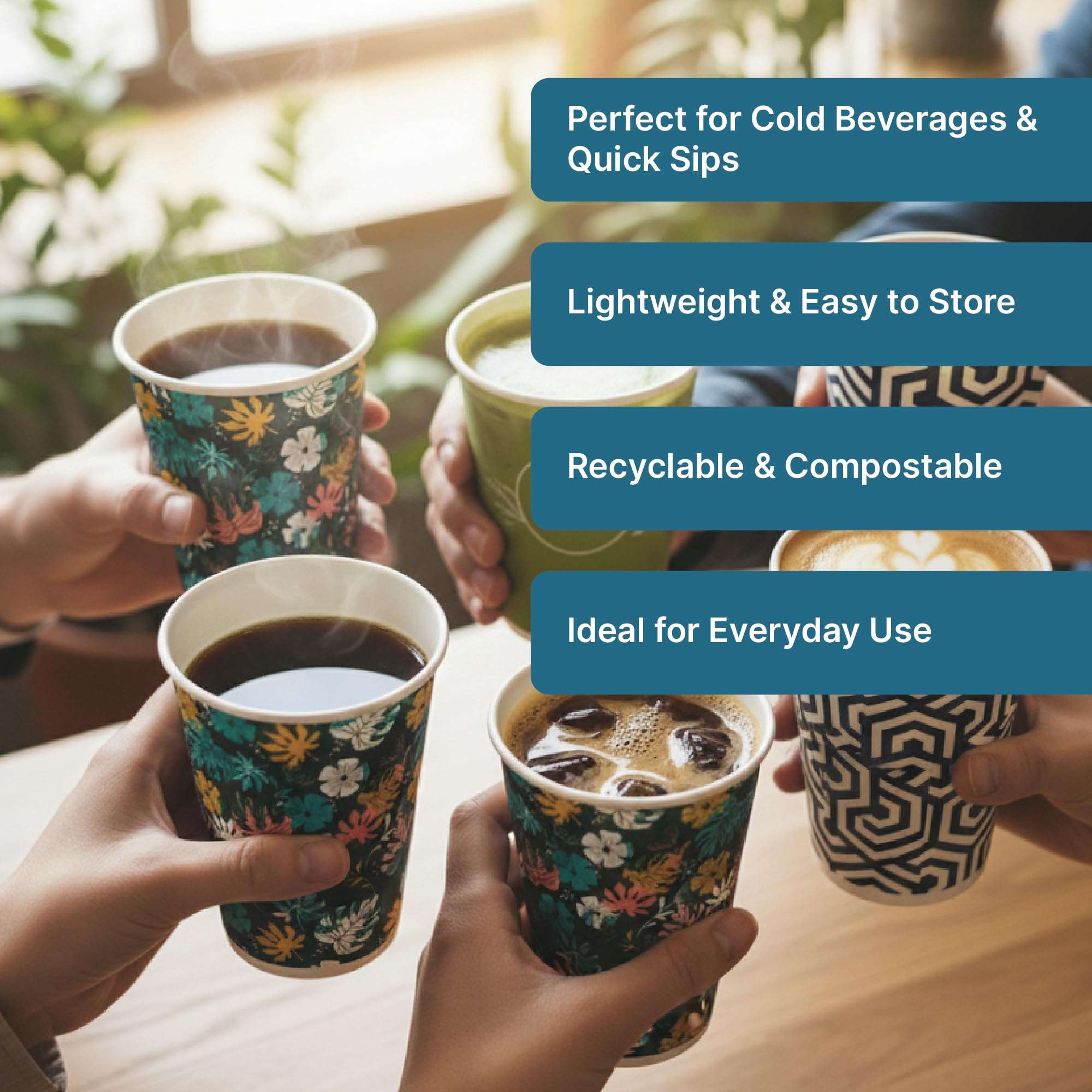 KAAGAT® 150 ml, 100 Count Disposable Paper Cups, Multicolor Eco-Friendly Drinking Cups for Wedding, Party, Picnic, Travel | Ideal for Tea, Coffee, Juice & Water, Use & Throw Party Glasses 5