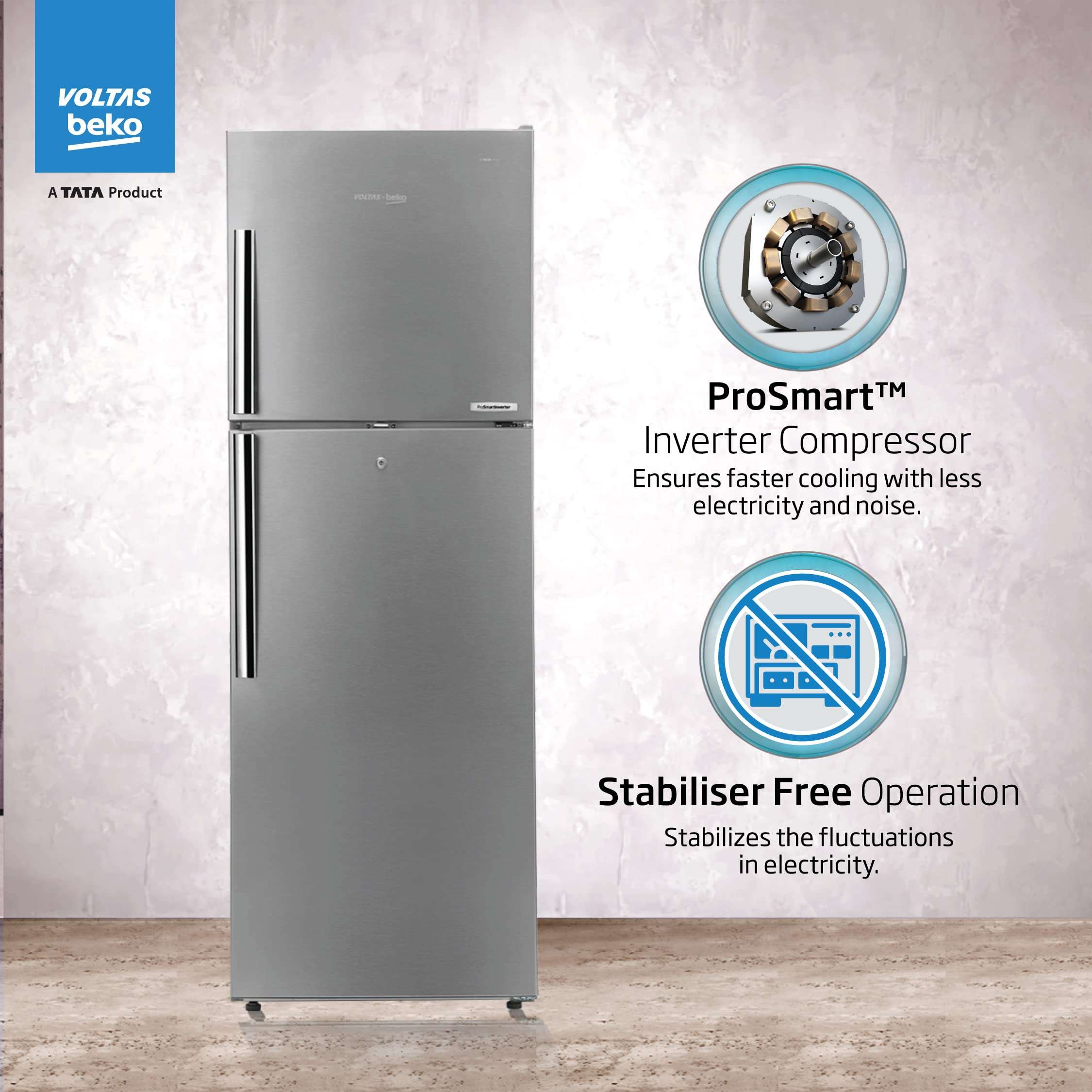 Voltas Beko 250 L 2 Star Inverter Frost-Free Double Door Refrigerator, Store Fresh+, Neo FrostTM Dual Cooling (RFF273IF, Silver, 2022 Model) 5